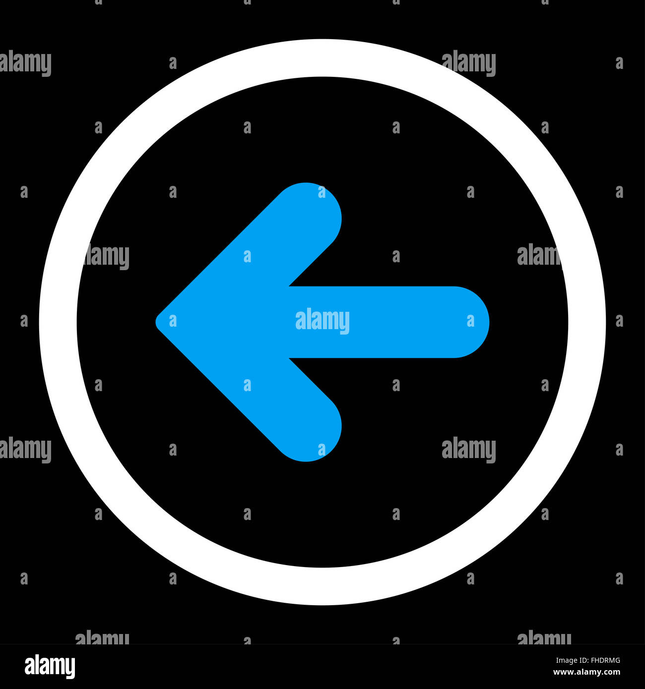 Arrow Left flat blue and white colors rounded vector icon Stock Photo ...