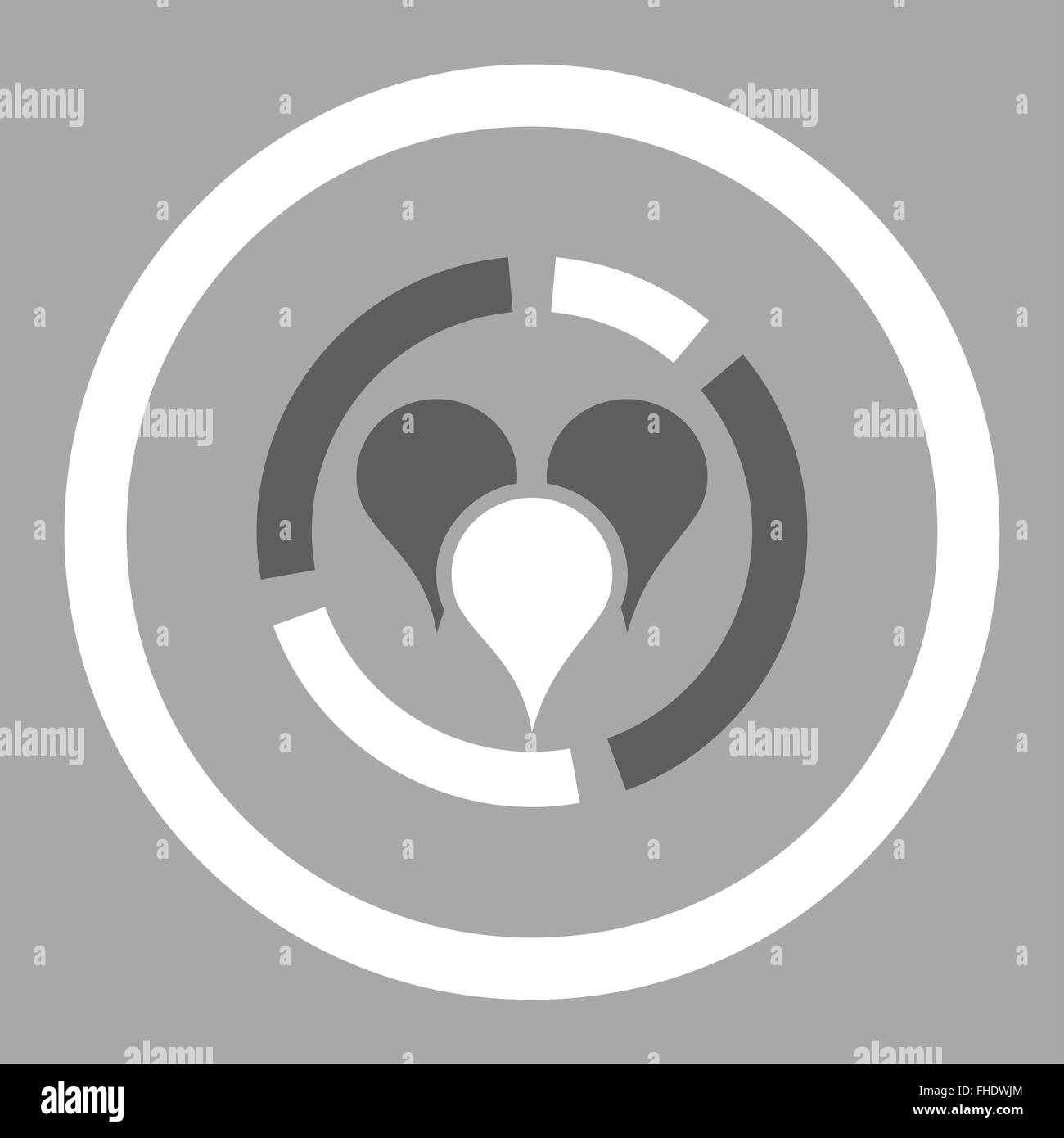 Geo diagram flat dark gray and white colors rounded vector icon Stock