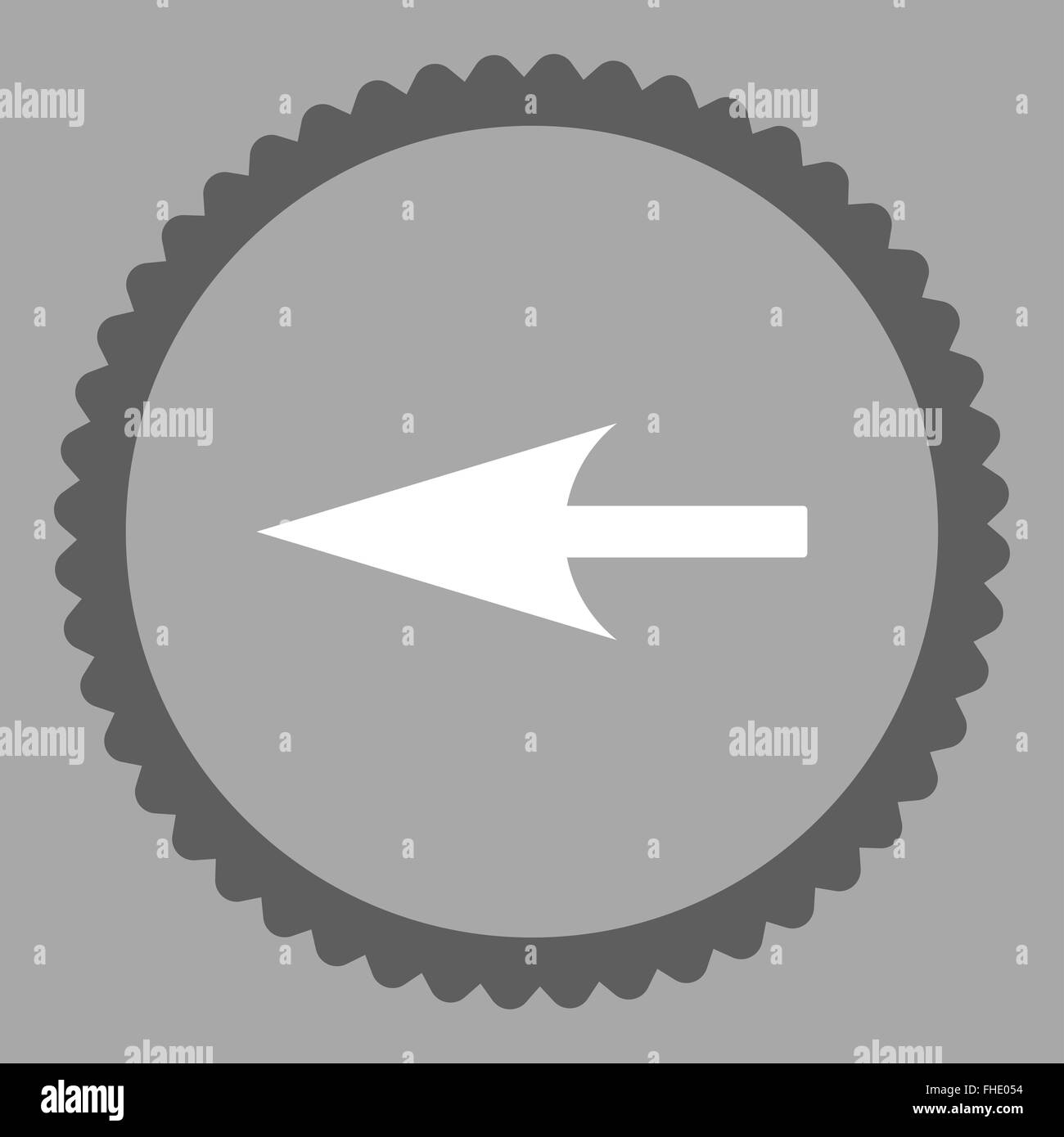Sharp Left Arrow flat dark gray and white colors round stamp icon Stock ...