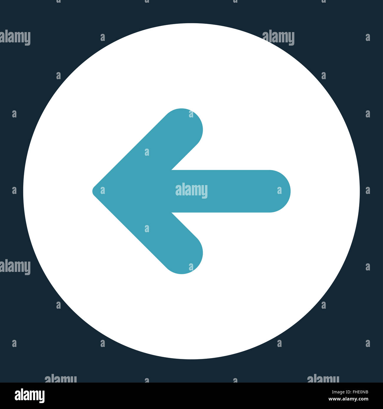 Arrow Left flat blue and white colors round button Stock Photo - Alamy