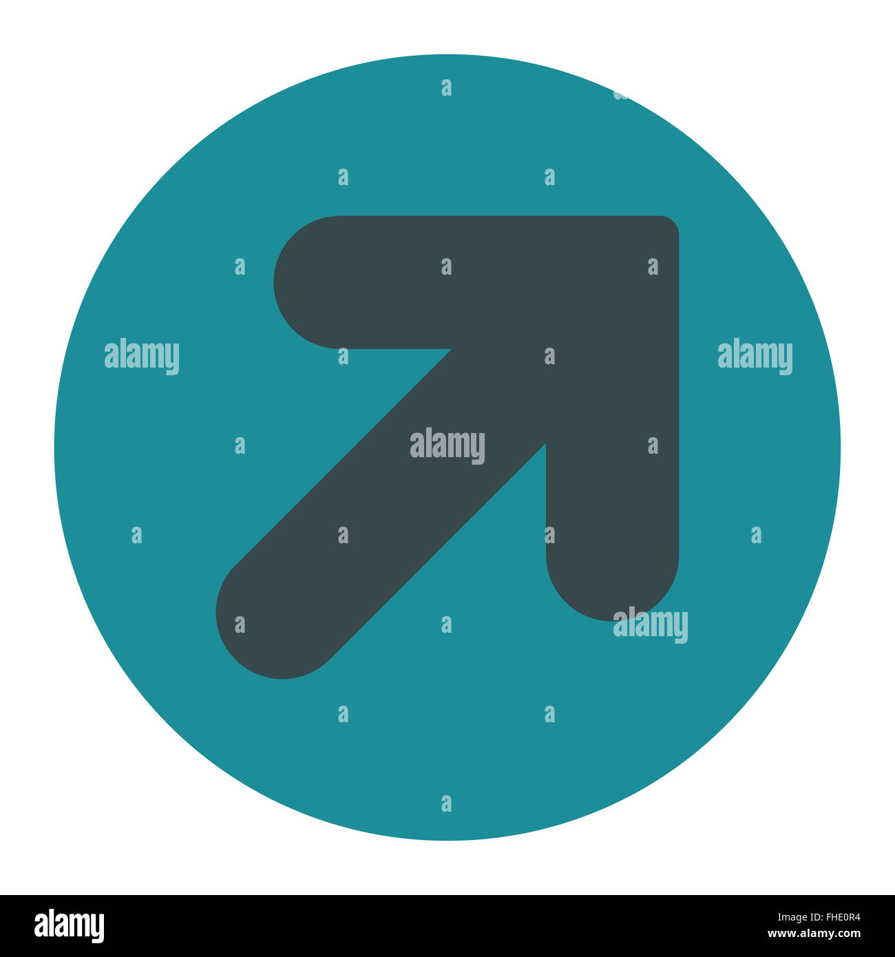 Arrow Up Right flat soft blue colors round button Stock Photo - Alamy