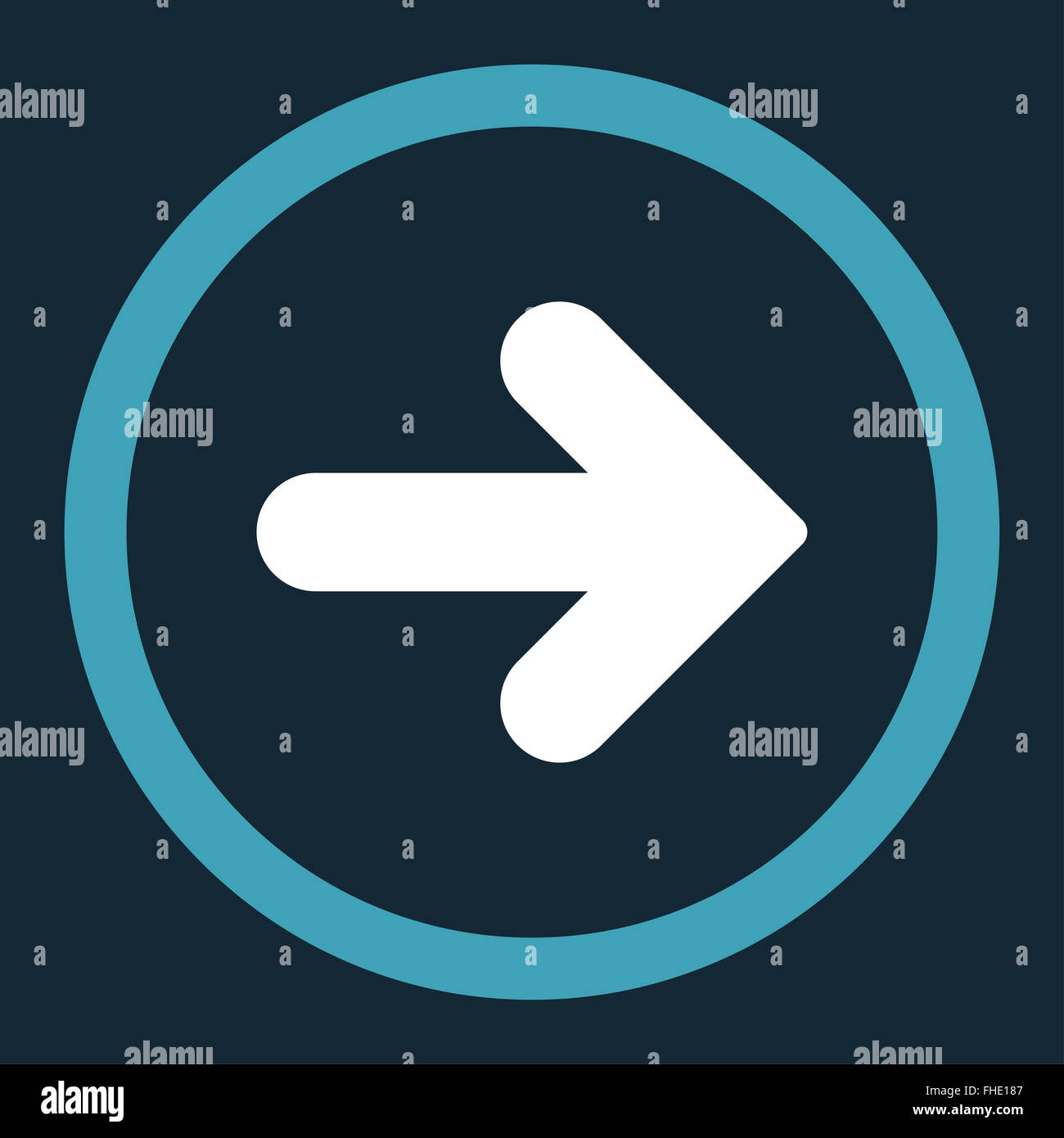 Arrow Right flat blue and white colors rounded raster icon Stock Photo ...