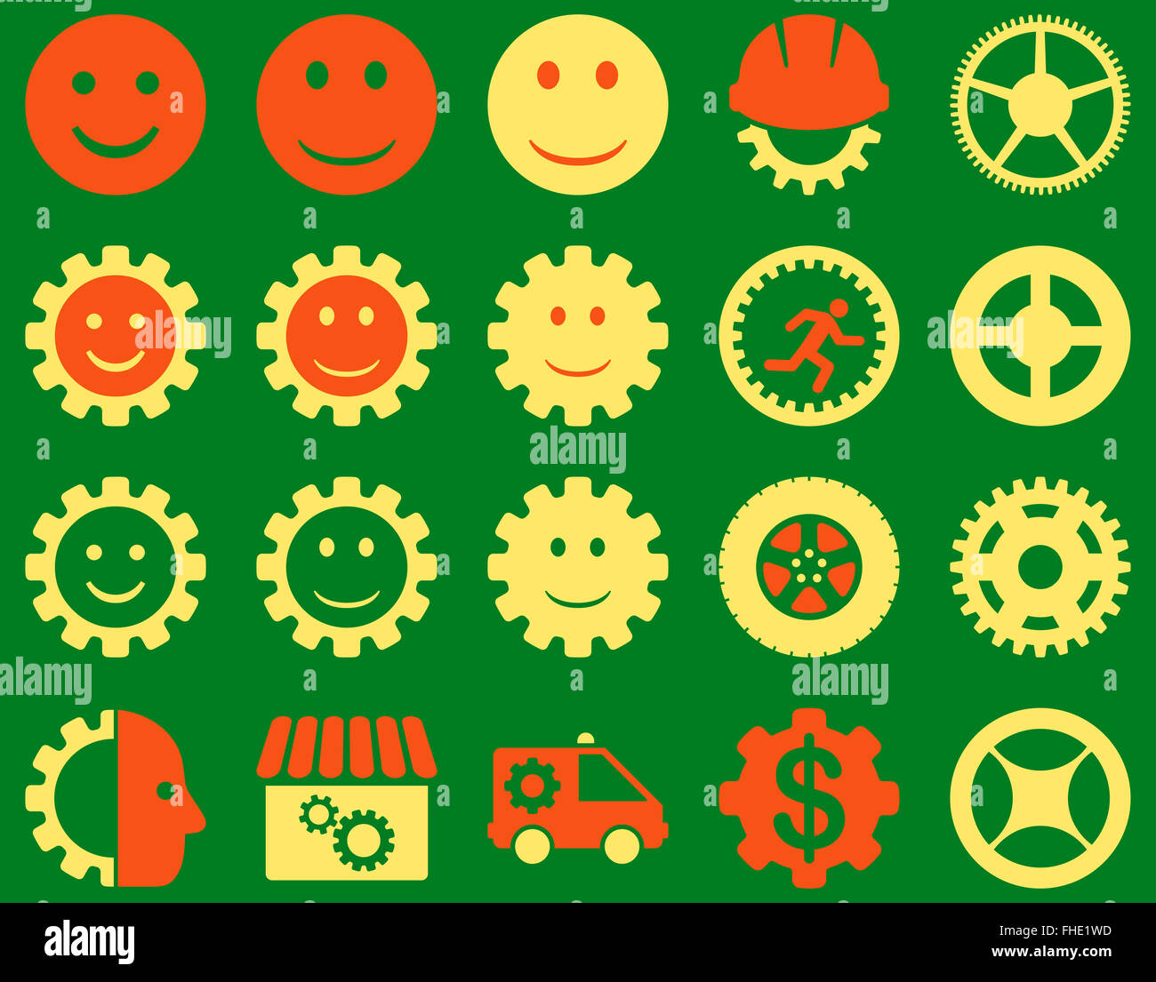 Tools and Smile Gears Icons Stock Photo - Alamy