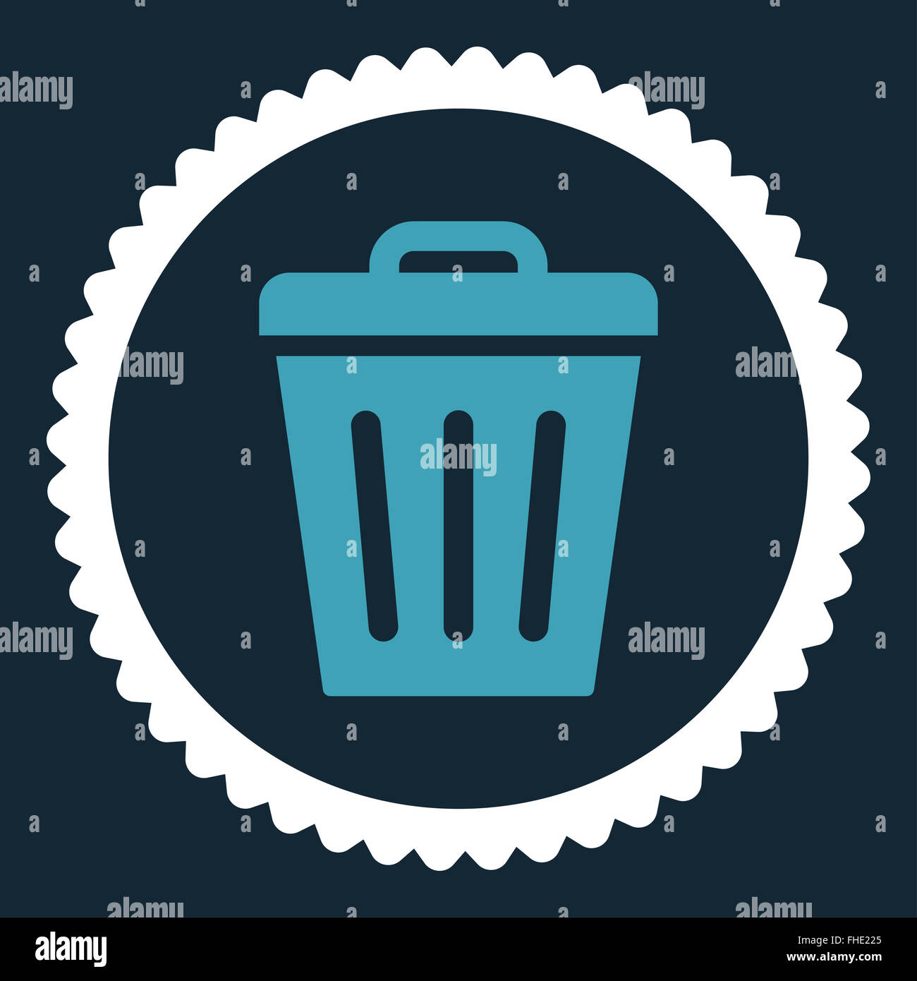 Trash Can flat blue and white colors round stamp icon Stock Photo - Alamy
