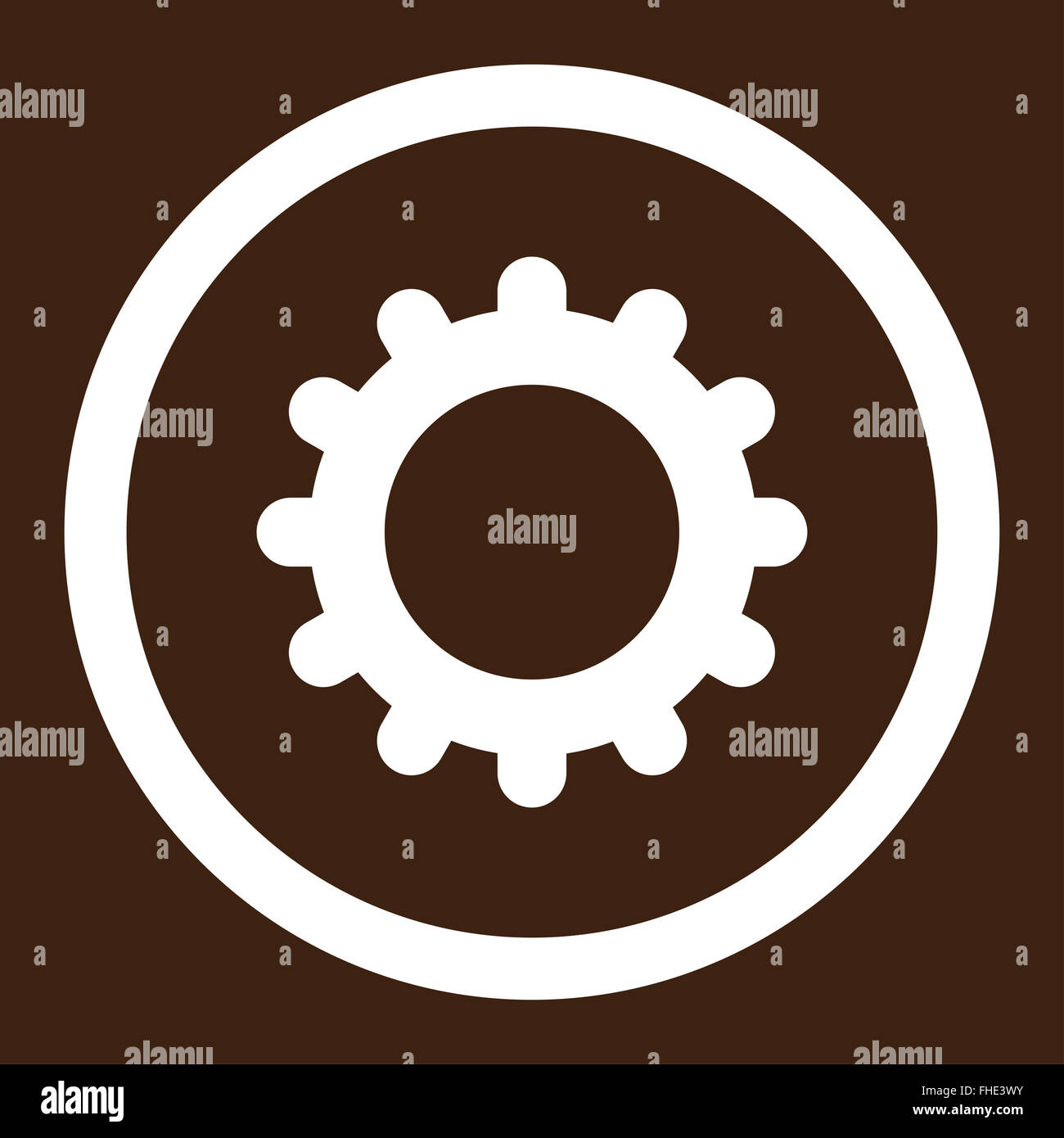 Gear flat white color rounded vector icon Stock Photo - Alamy