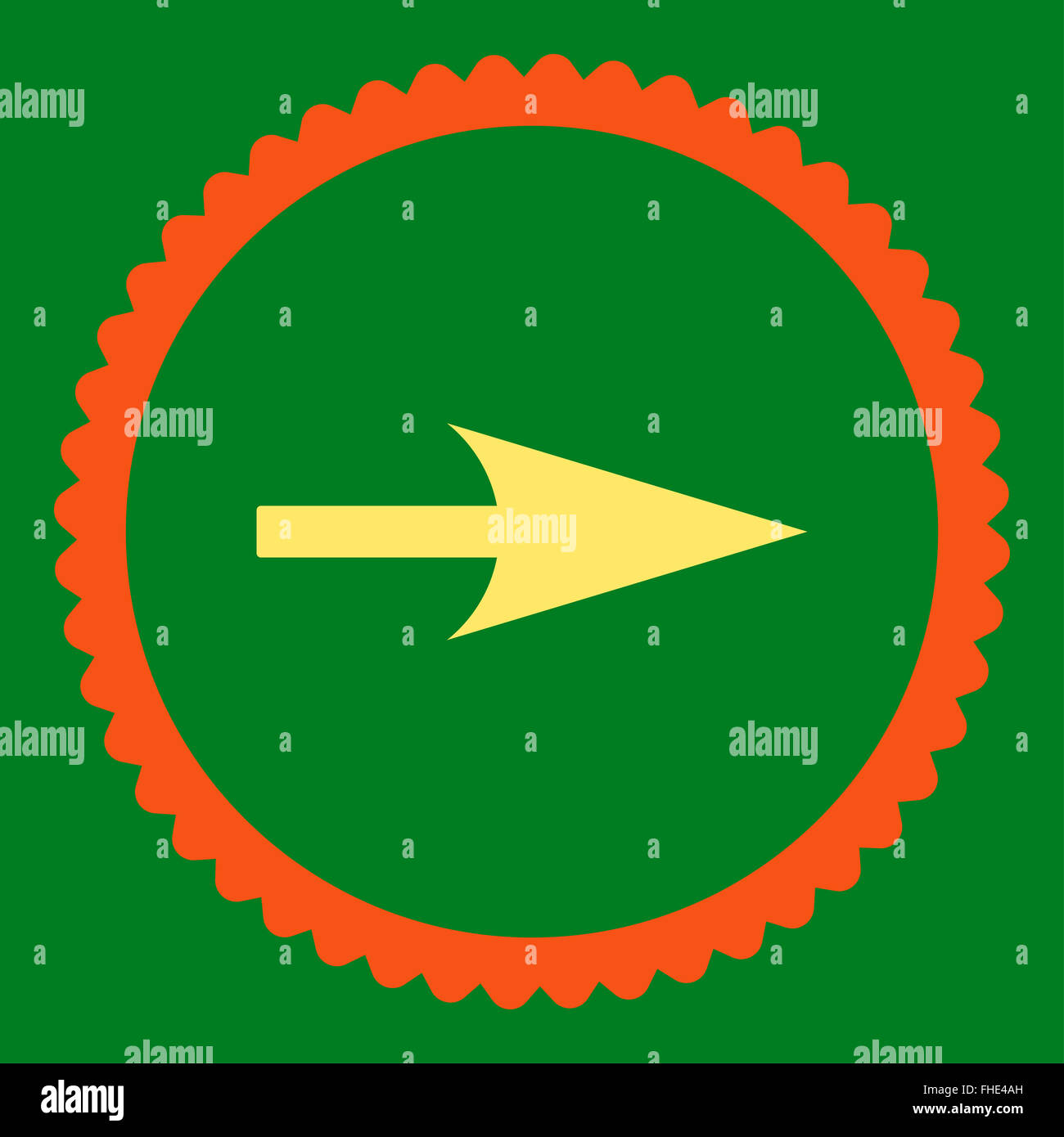 Arrow Axis X flat orange and yellow colors round stamp icon Stock Photo ...