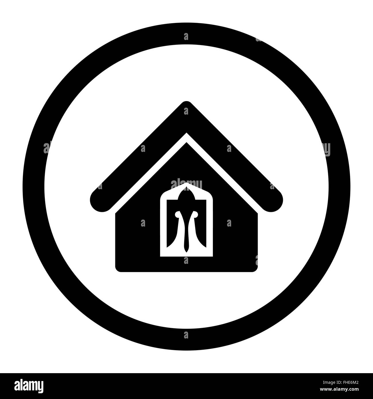Home flat black color rounded vector icon Stock Photo - Alamy