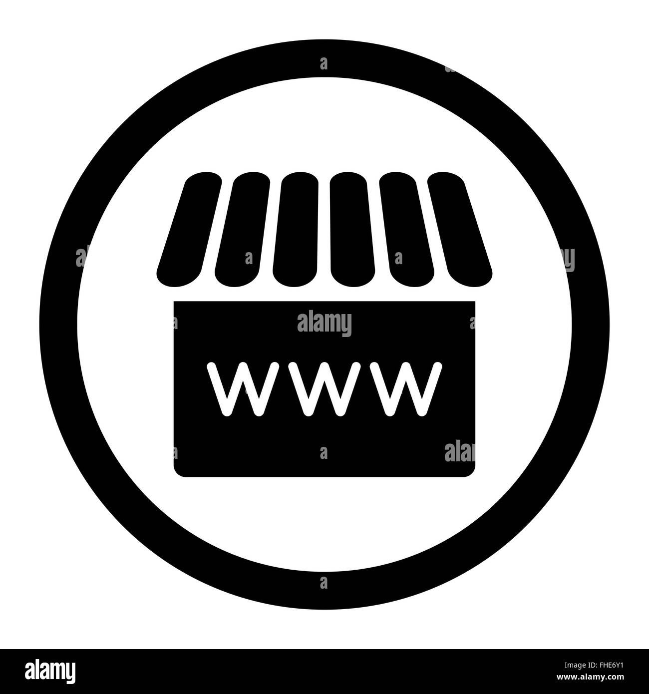 Webstore flat black color rounded vector icon Stock Photo