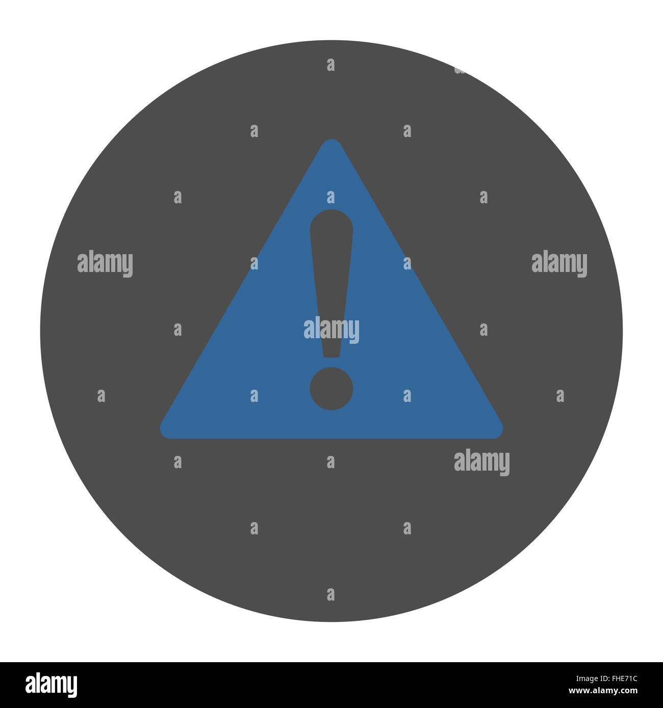 Warning flat cobalt and gray colors round button Stock Photo - Alamy