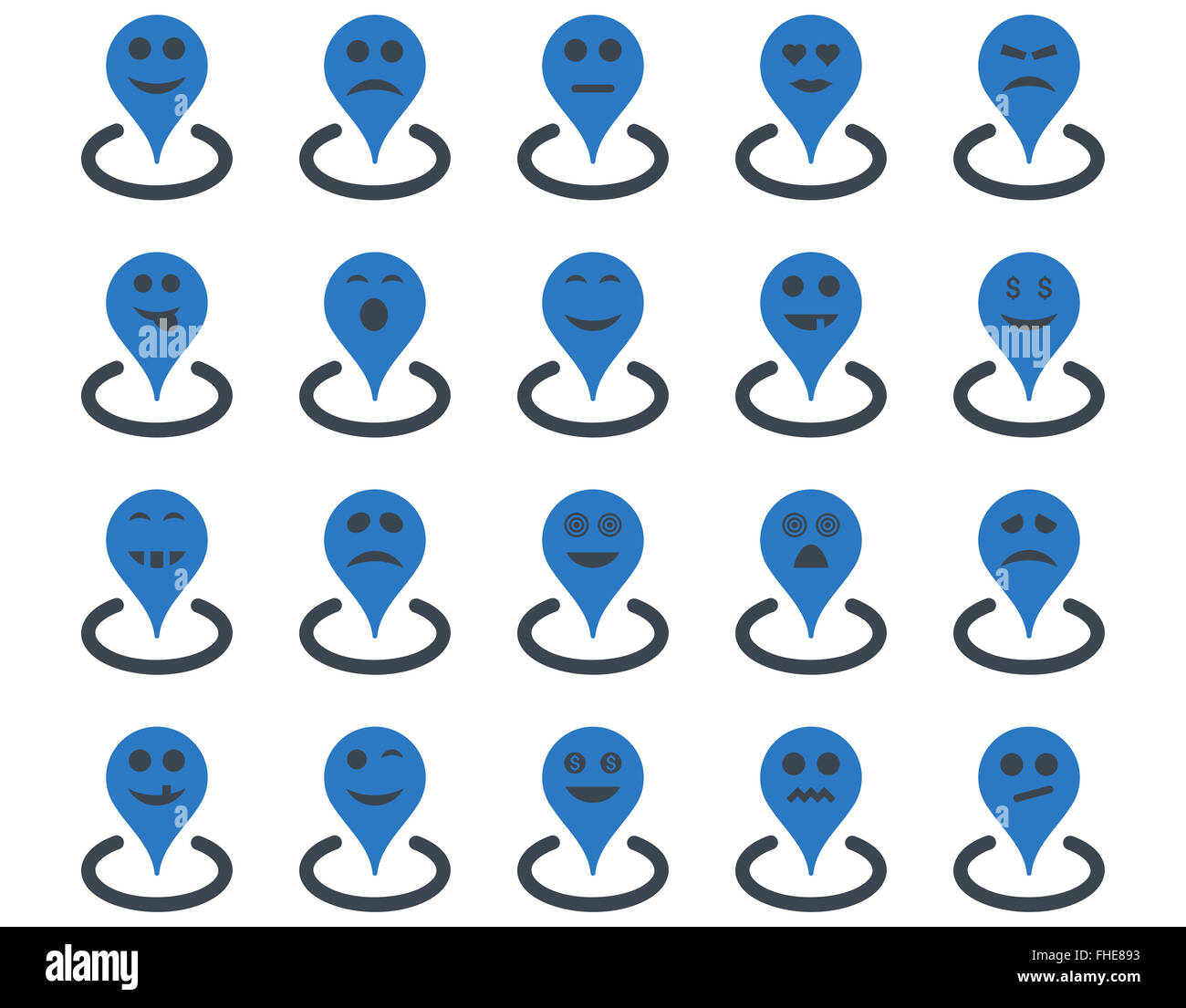 Smiled location icons Stock Photo - Alamy
