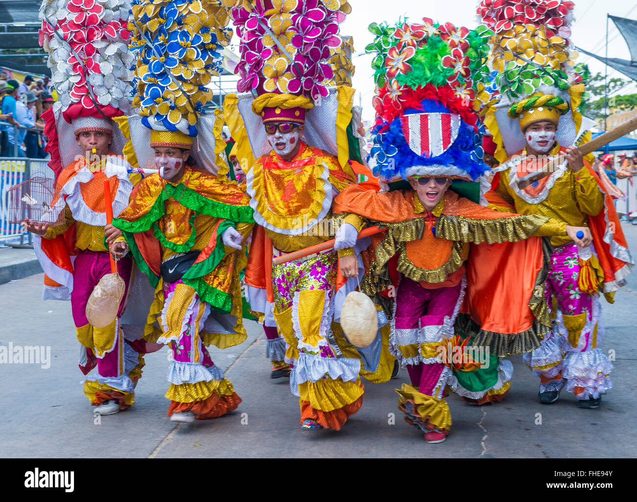 Participants in the Barranquilla Carnival in Barranquilla , Colombia