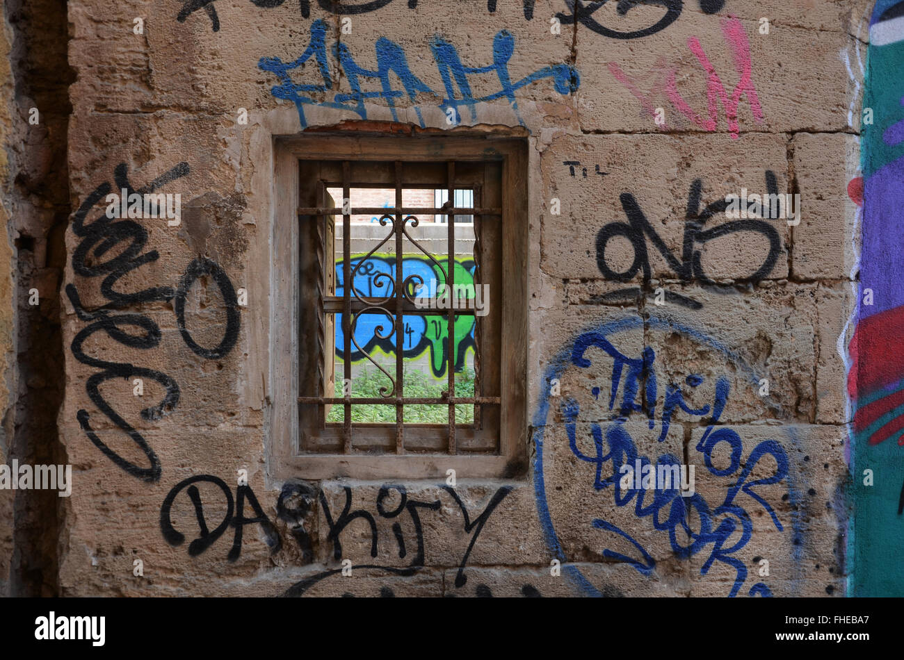 Entry door covered in graffiti hi-res stock photography and images - Alamy