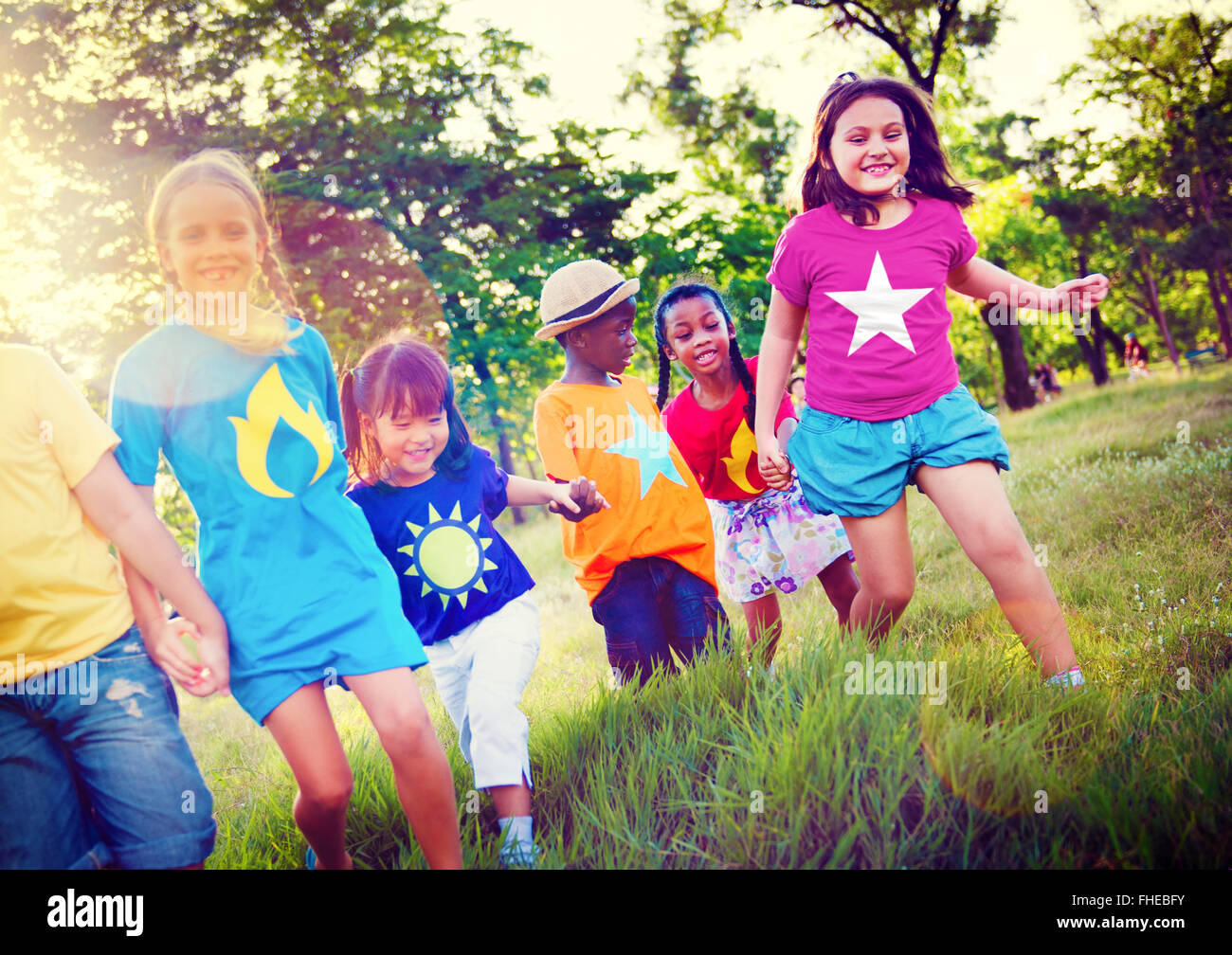 Diversity Children Friendship Happiness Playful Concept Stock Photo - Alamy