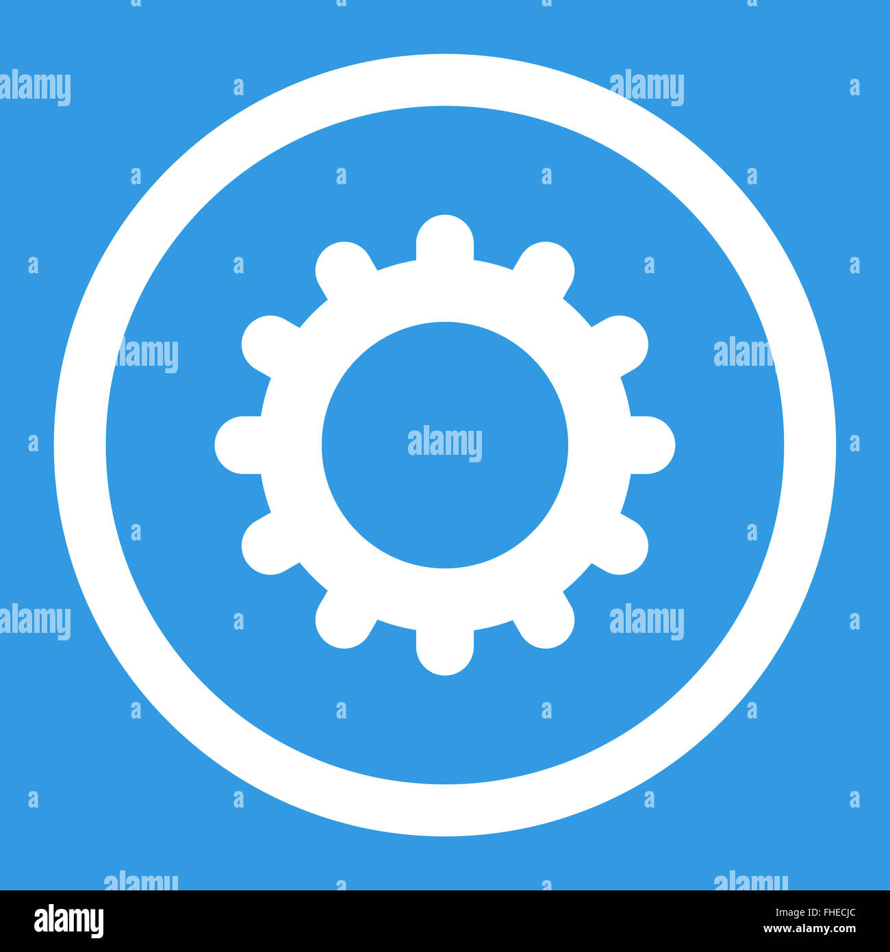 Gear flat white color rounded raster icon Stock Photo - Alamy