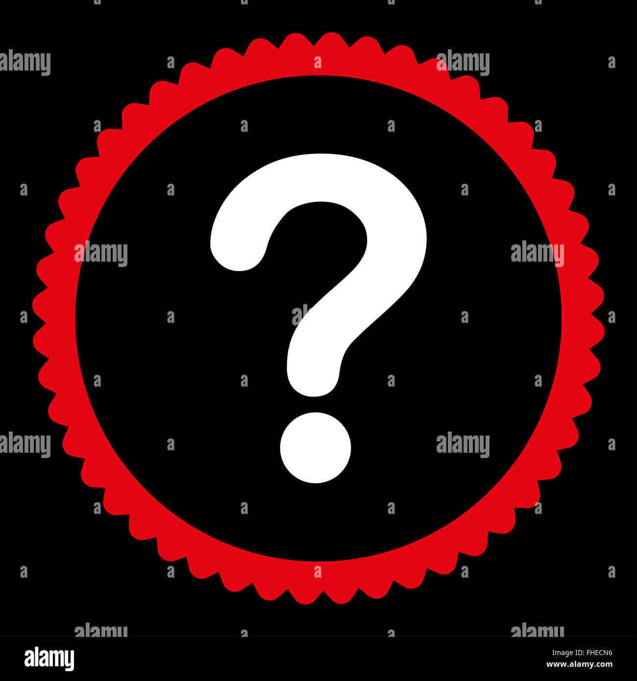 Question flat red and white colors round stamp icon Stock Photo - Alamy