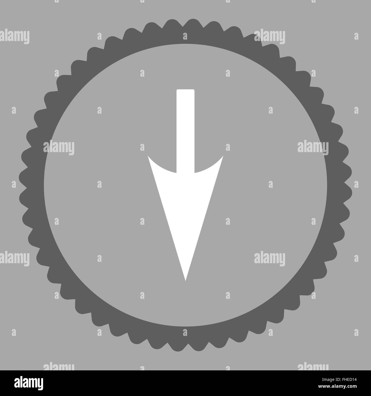 Sharp Down Arrow flat dark gray and white colors round stamp icon Stock ...