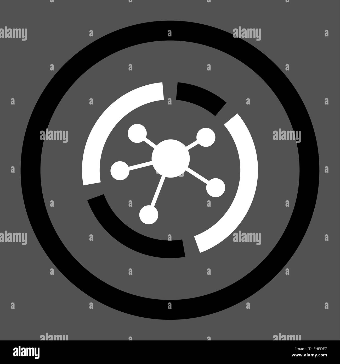 Connections diagram flat black and white colors rounded vector icon ...