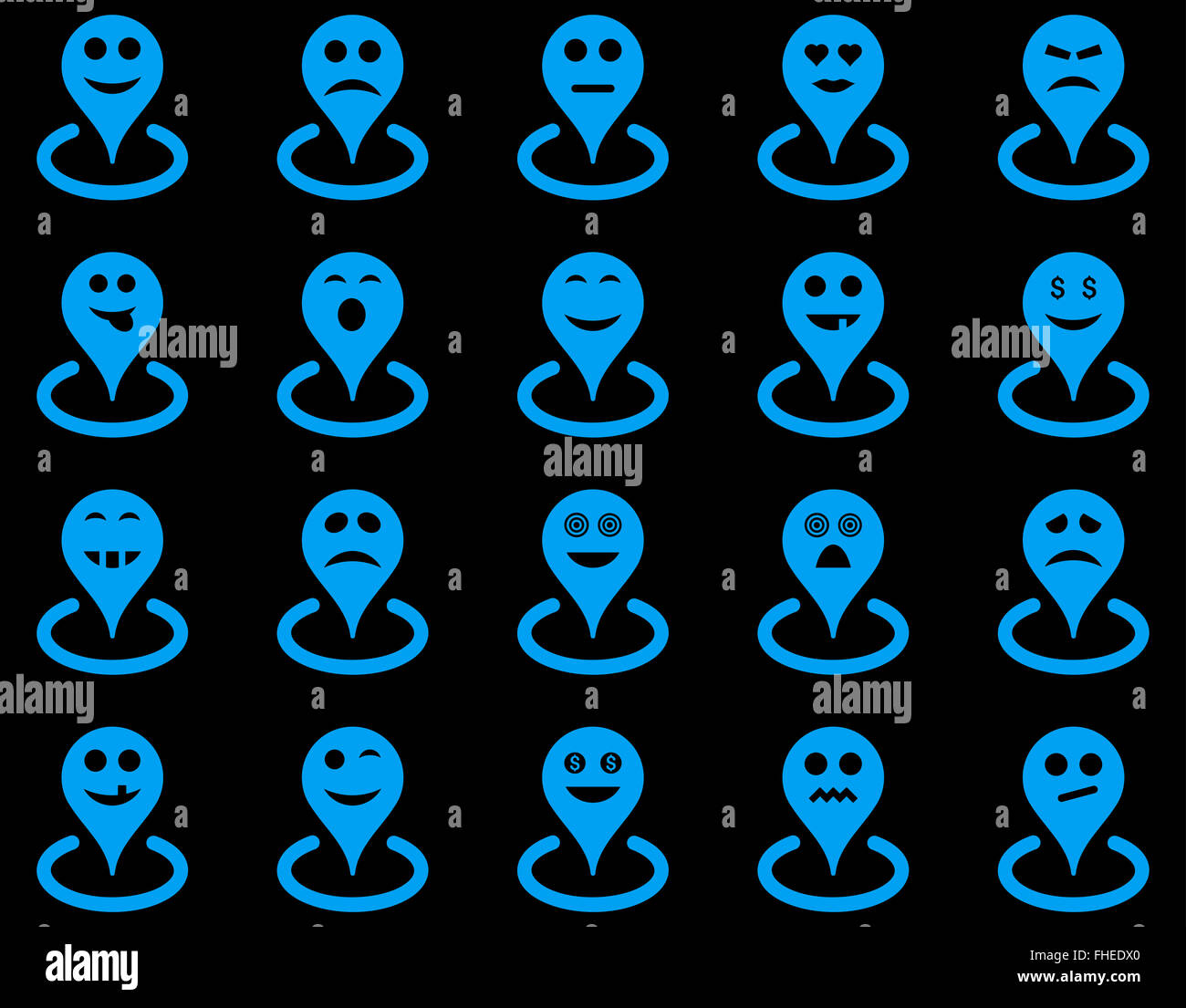 Smiled location icons Stock Photo - Alamy