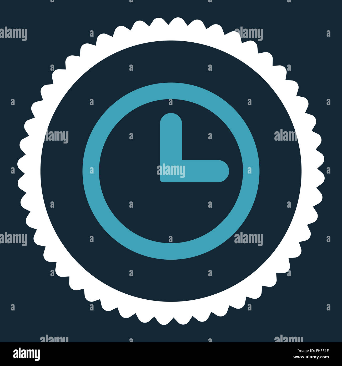 Clock flat blue and white colors round stamp icon Stock Photo - Alamy