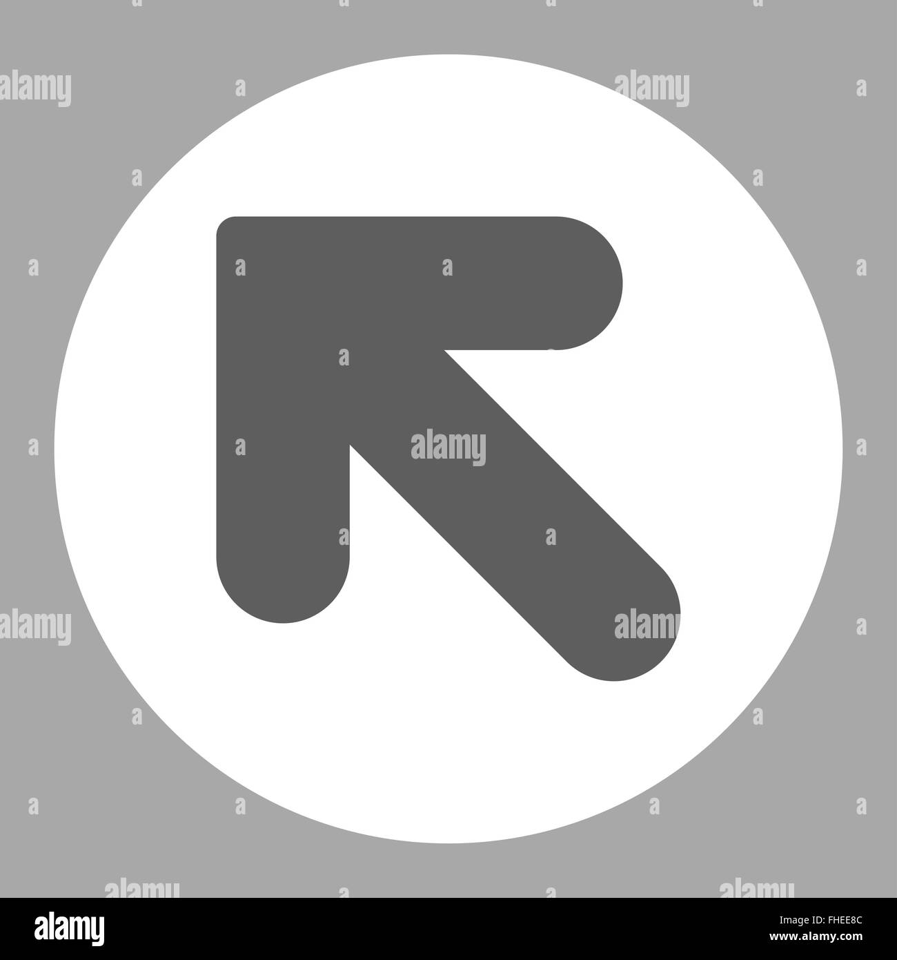 Arrow Up Left flat dark gray and white colors round button Stock Photo ...