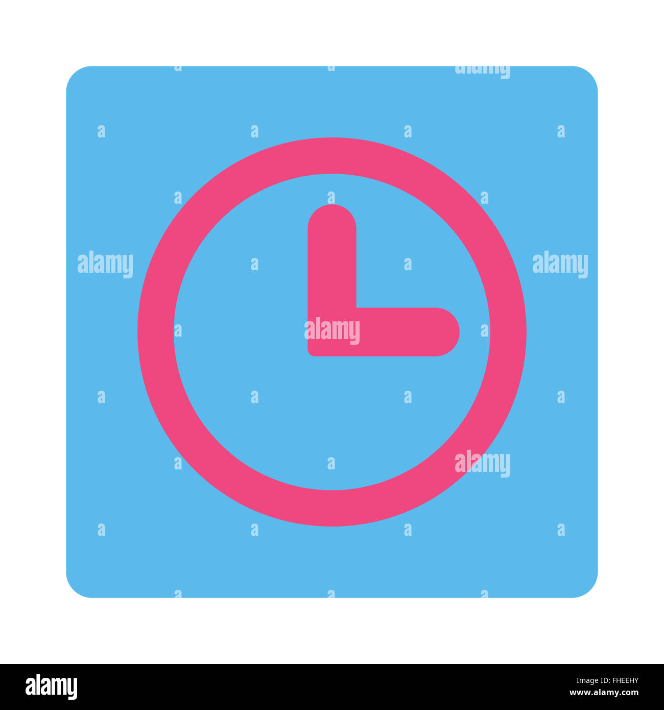 Clock flat pink and blue colors rounded button Stock Photo - Alamy