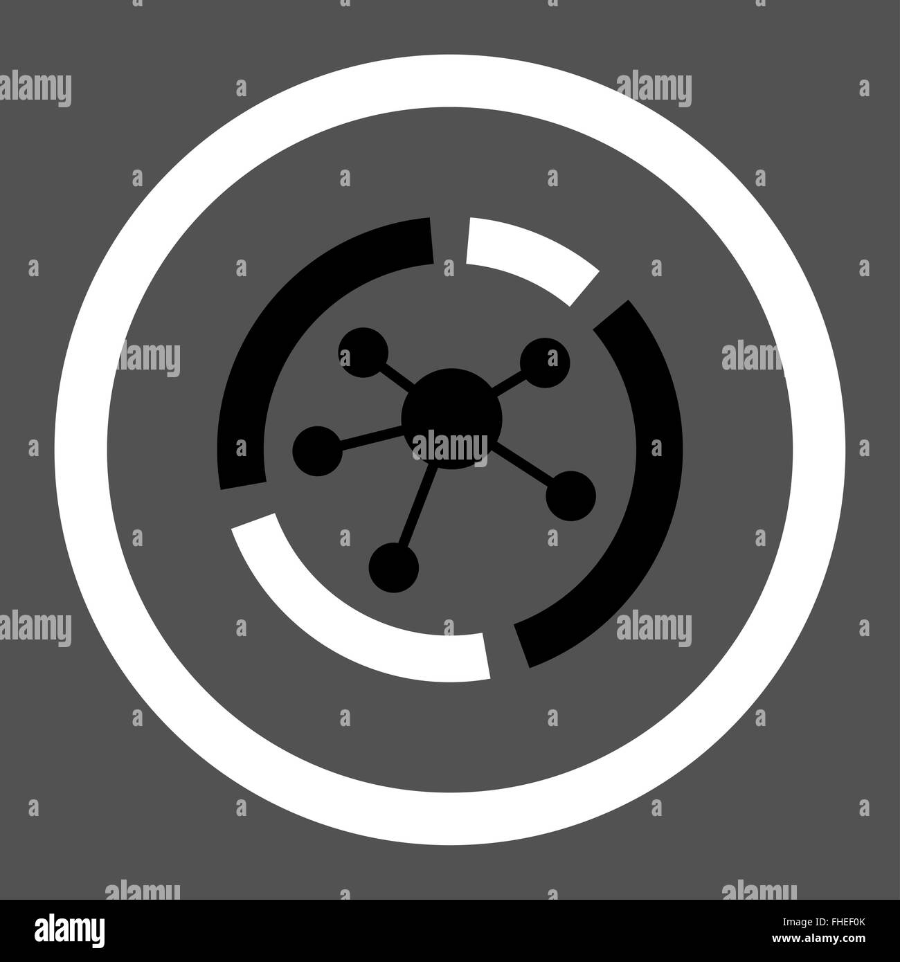 Connections diagram flat black and white colors rounded vector icon ...