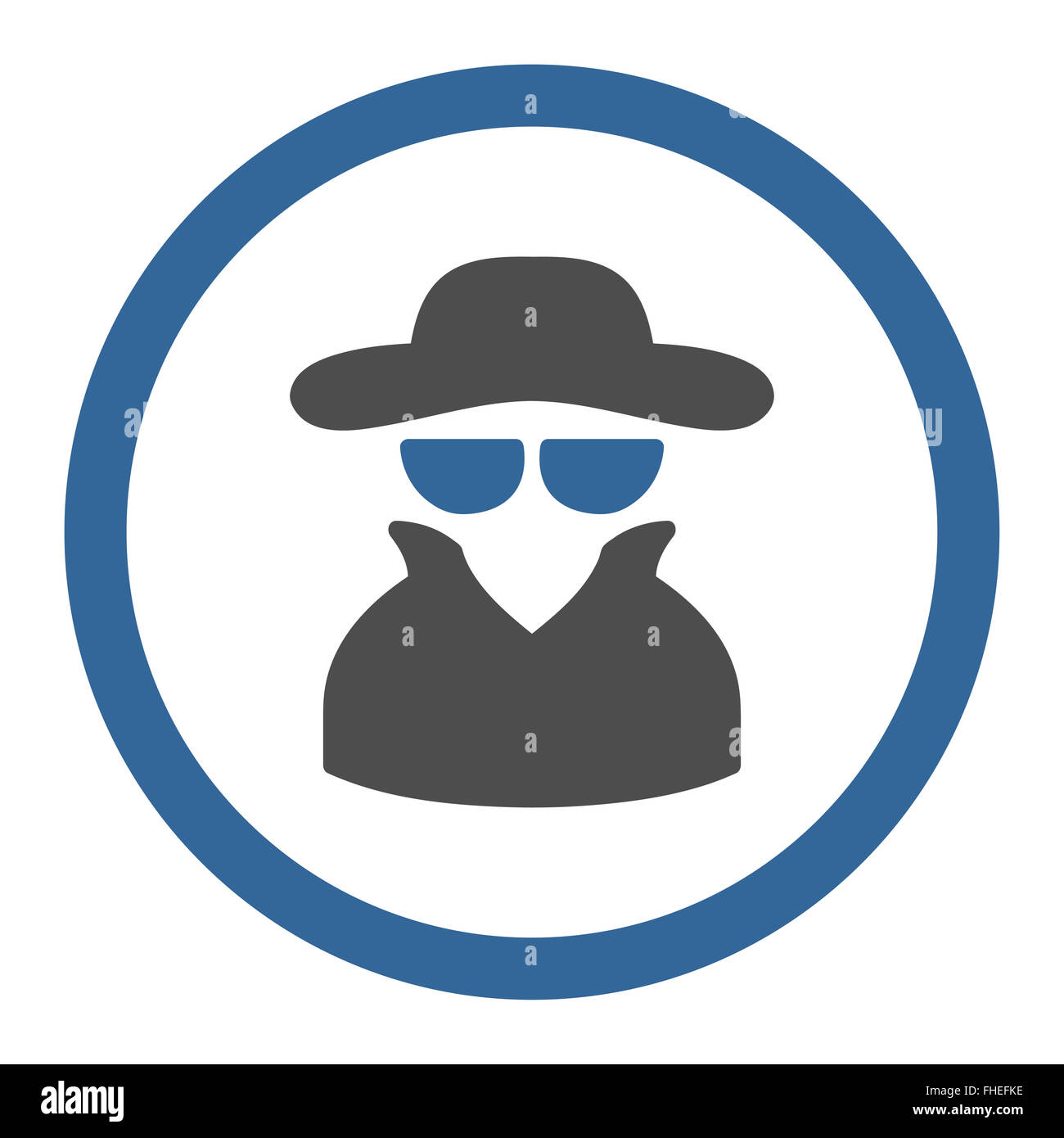 Spy flat cobalt and gray colors rounded glyph icon Stock Photo