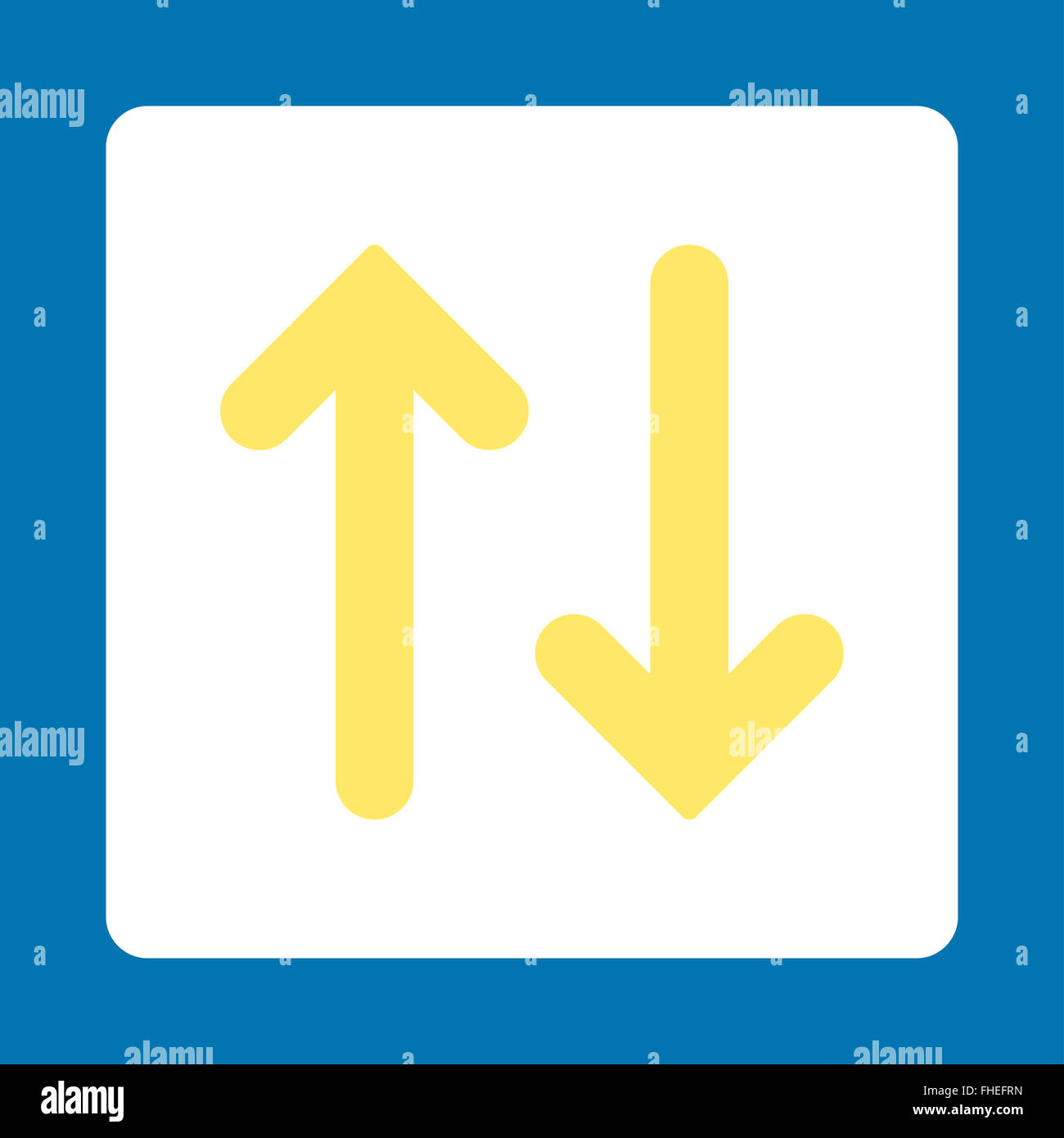 Flip Vertical flat yellow and white colors rounded button Stock Photo ...
