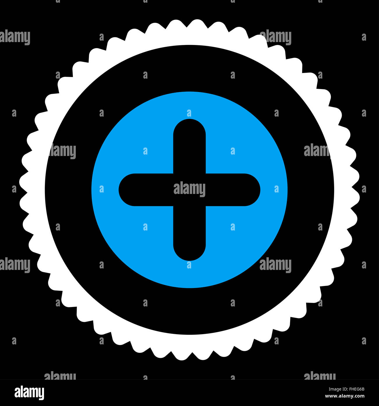 Create flat blue and white colors round stamp icon Stock Photo - Alamy