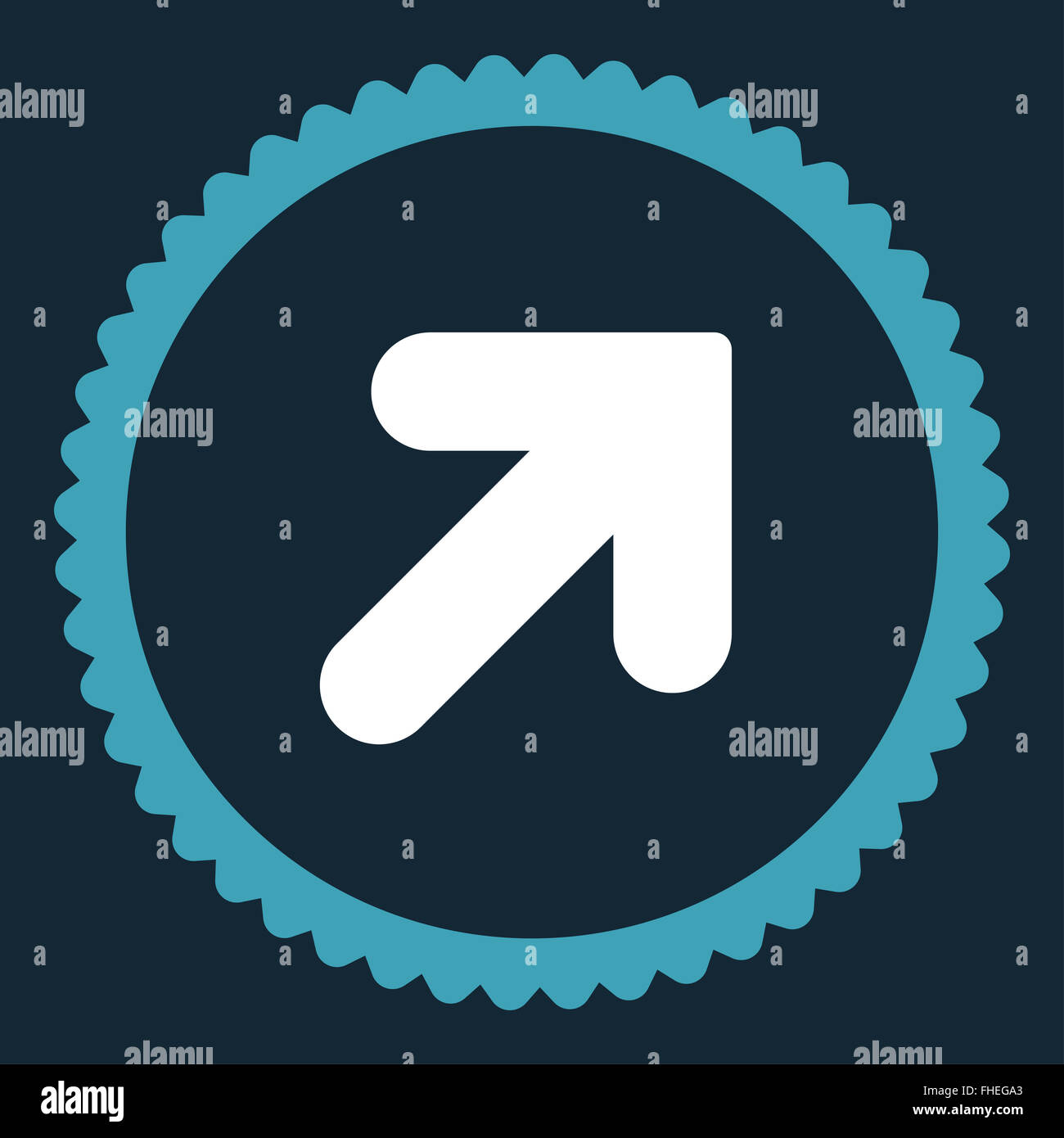 Arrow Up Right flat blue and white colors round stamp icon Stock Photo ...