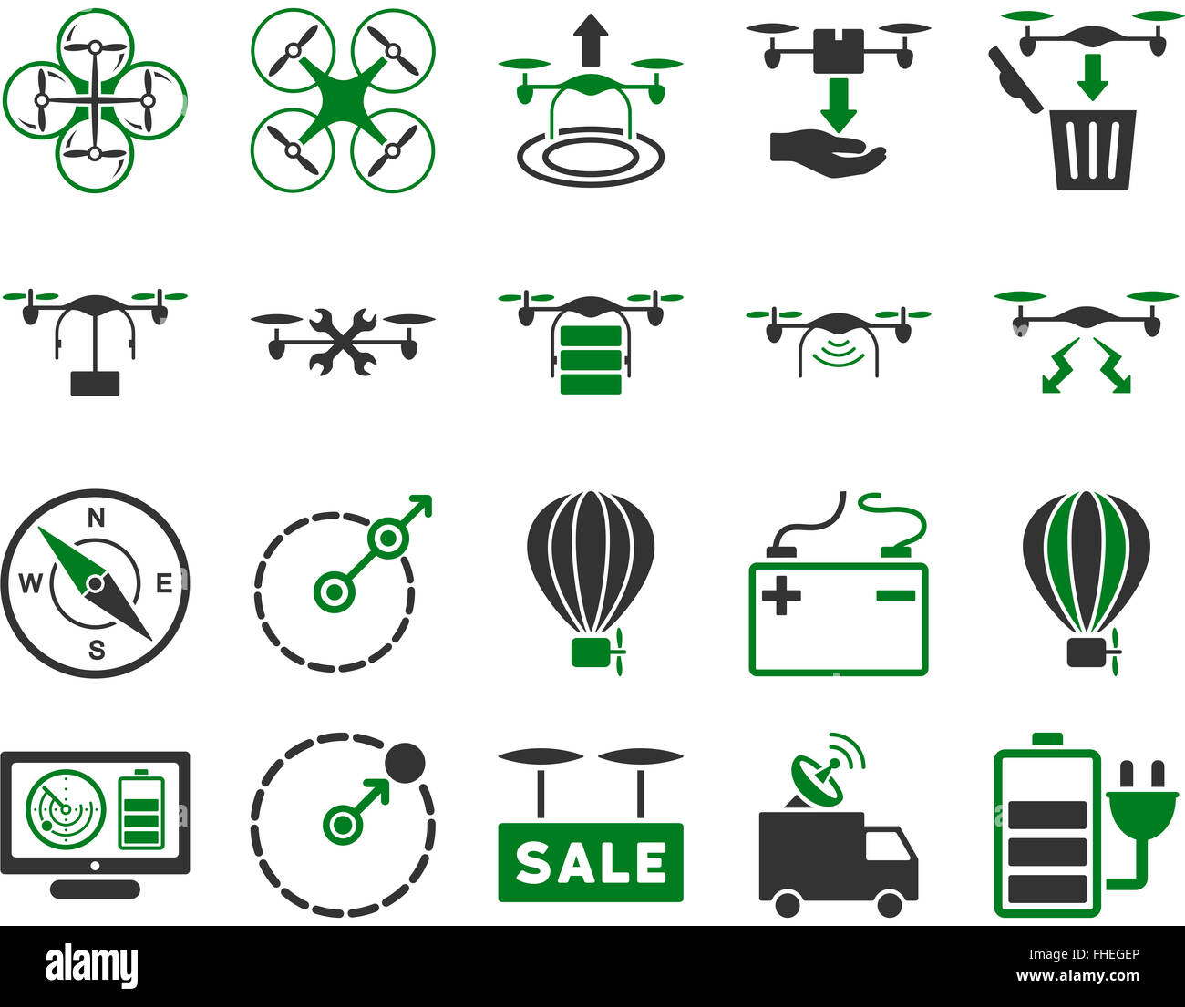 Air drone and quadcopter tool icons Stock Photo - Alamy