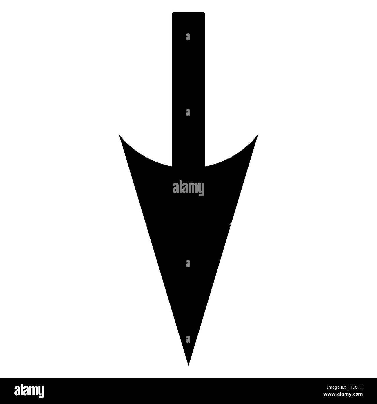 Sharp Down Arrow flat black color icon Stock Photo - Alamy