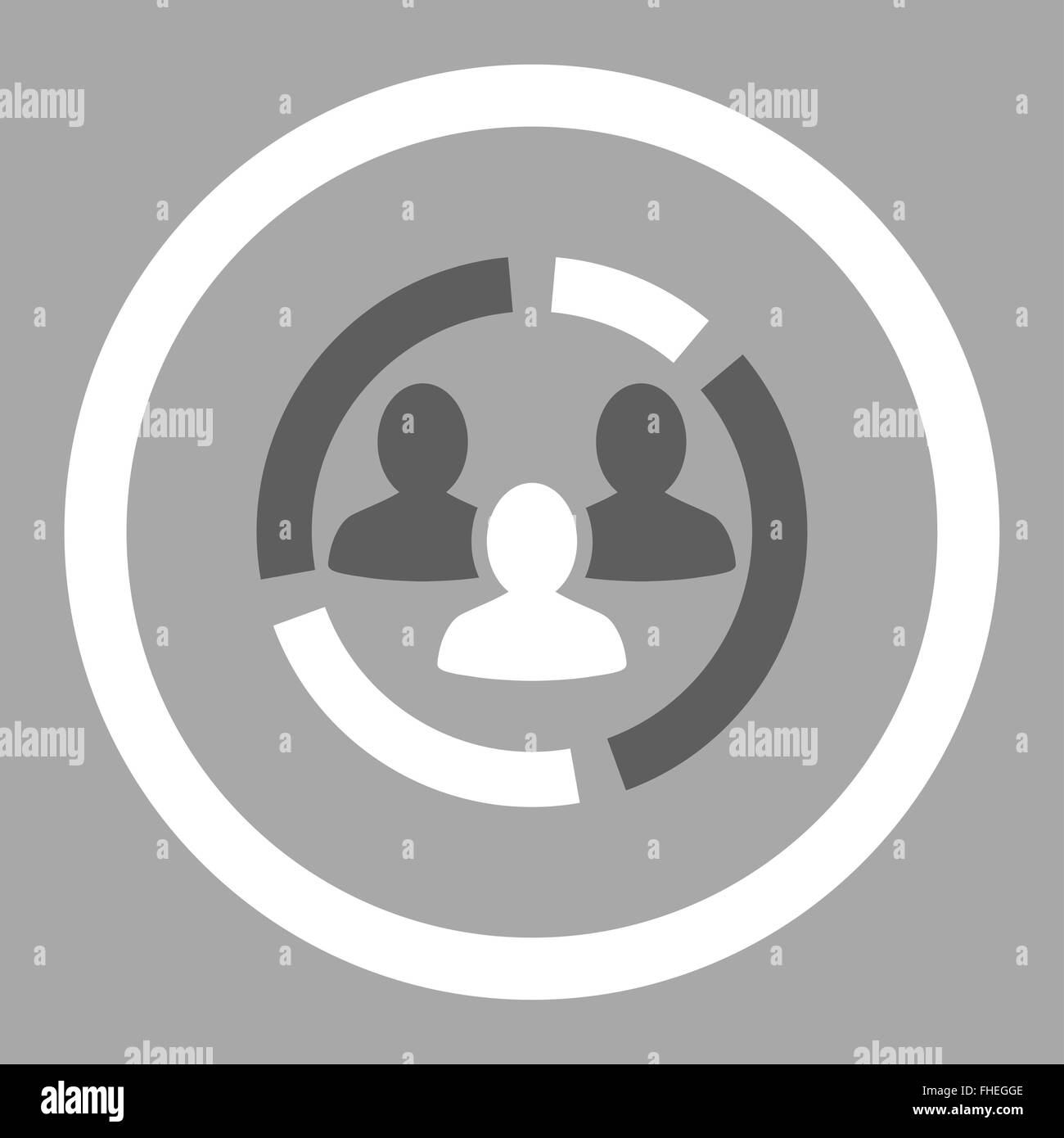 Demography diagram flat dark gray and white colors rounded vector icon ...