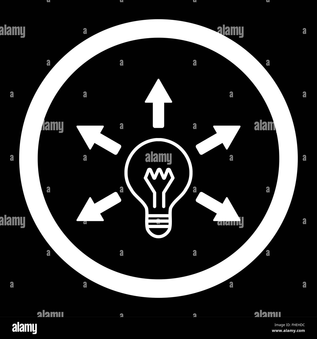 Idea flat white color rounded vector icon Stock Photo - Alamy