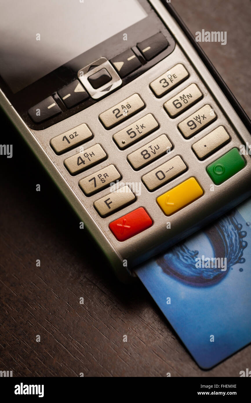 Color image of a POS and credit cards Stock Photo - Alamy