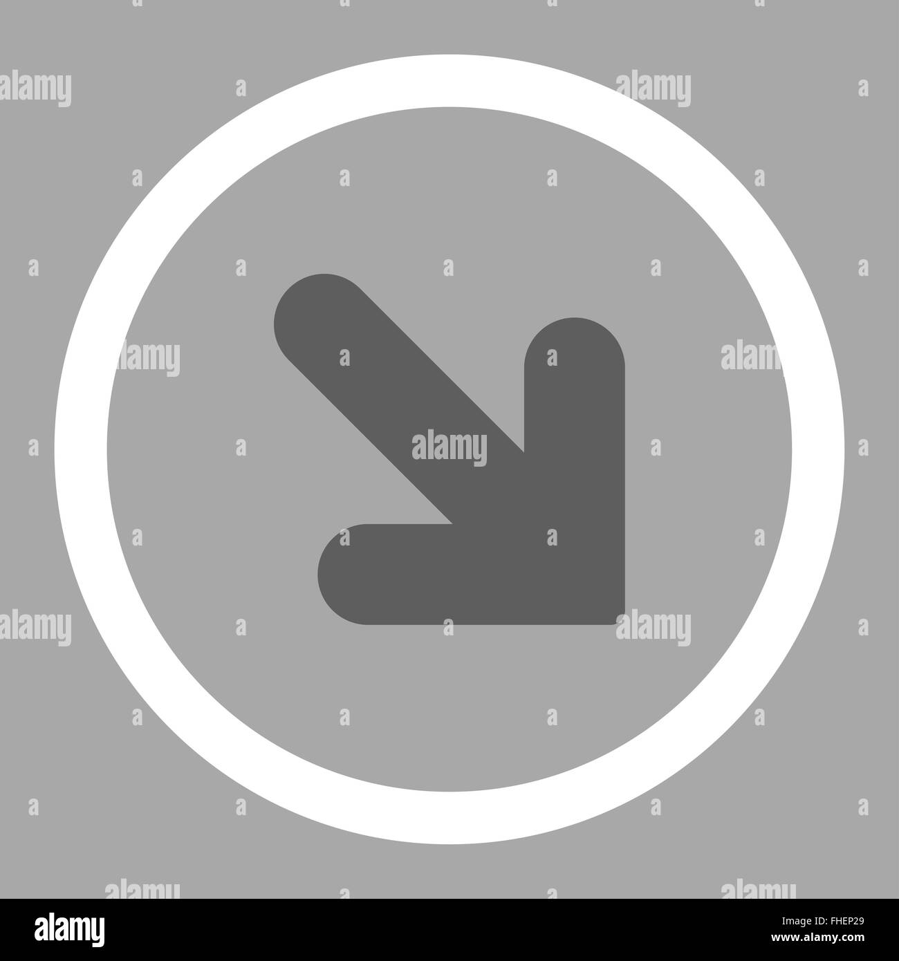 Arrow Down Right flat dark gray and white colors rounded raster icon ...