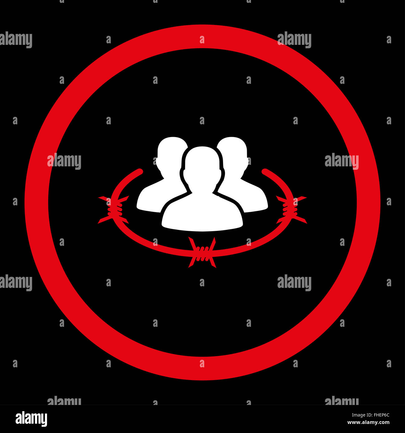 Strict management flat red and white colors rounded vector icon Stock ...