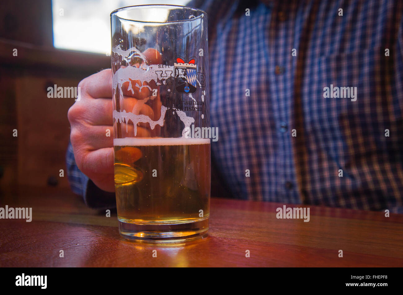 Hofbrauhaus Traunstein Beer Glass Mug Half Litre Stock Photo