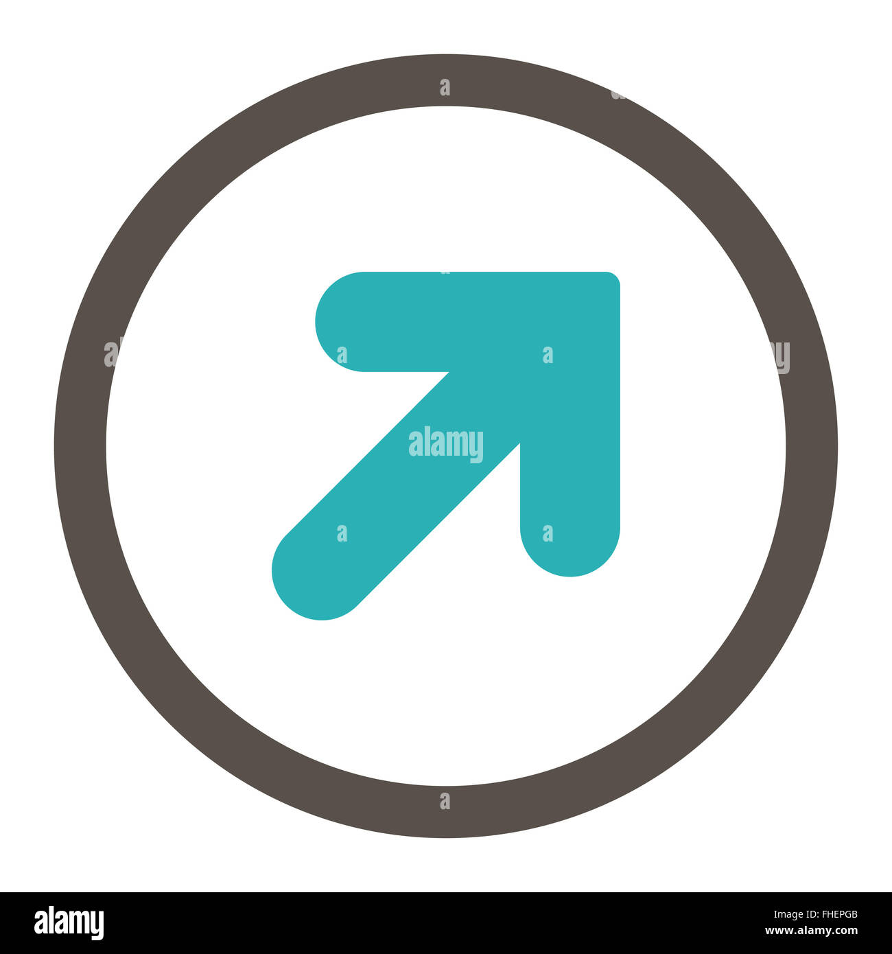 Arrow Up Right flat grey and cyan colors rounded vector icon Stock ...