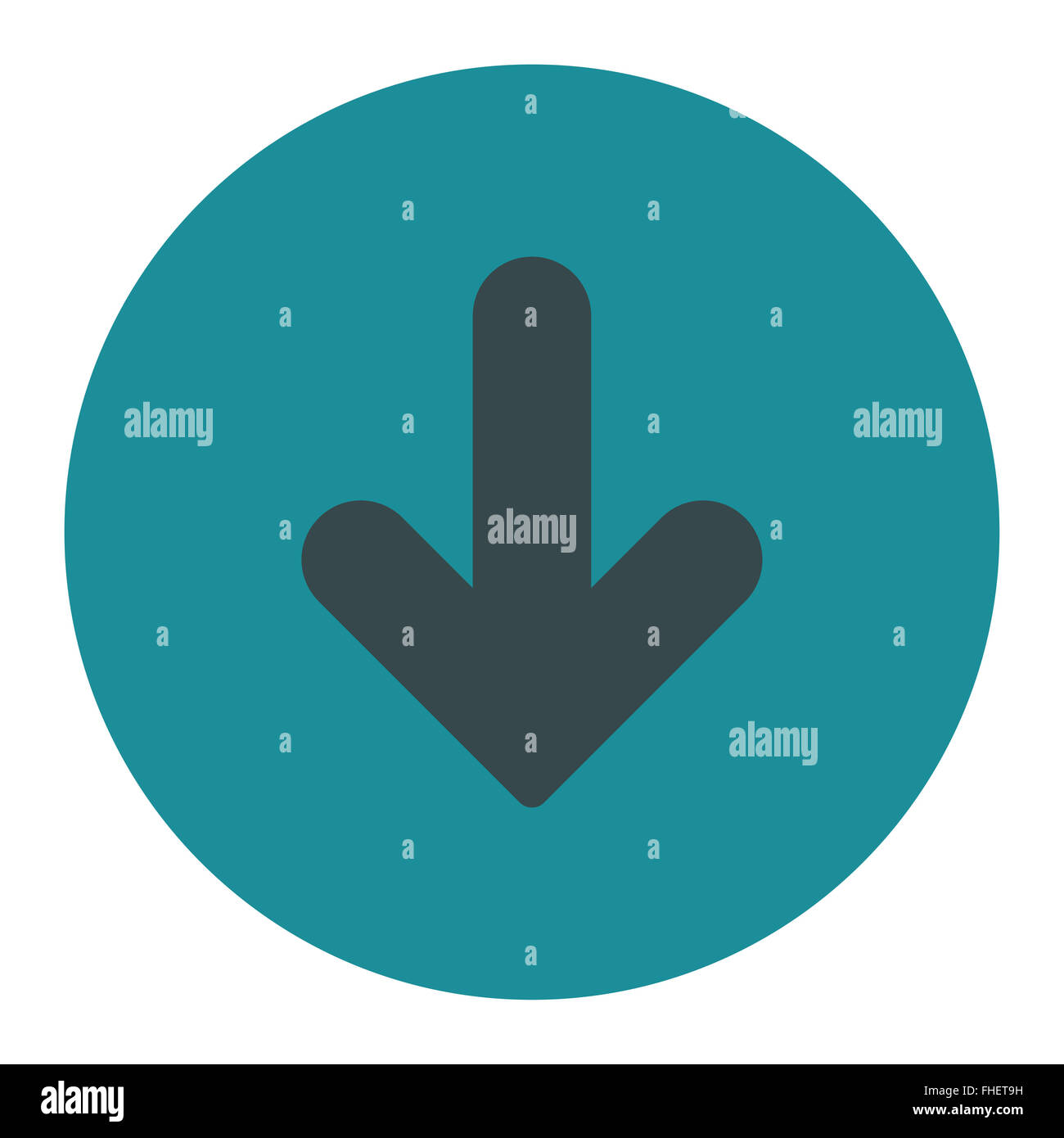 Arrow Down flat soft blue colors round button Stock Photo - Alamy