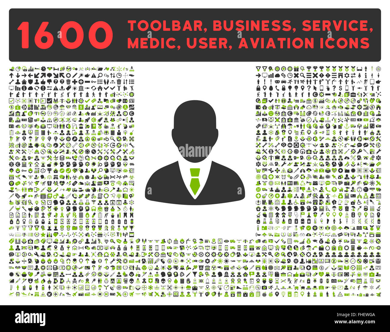 Manager Icon with Large Pictogram Collection Stock Photo - Alamy