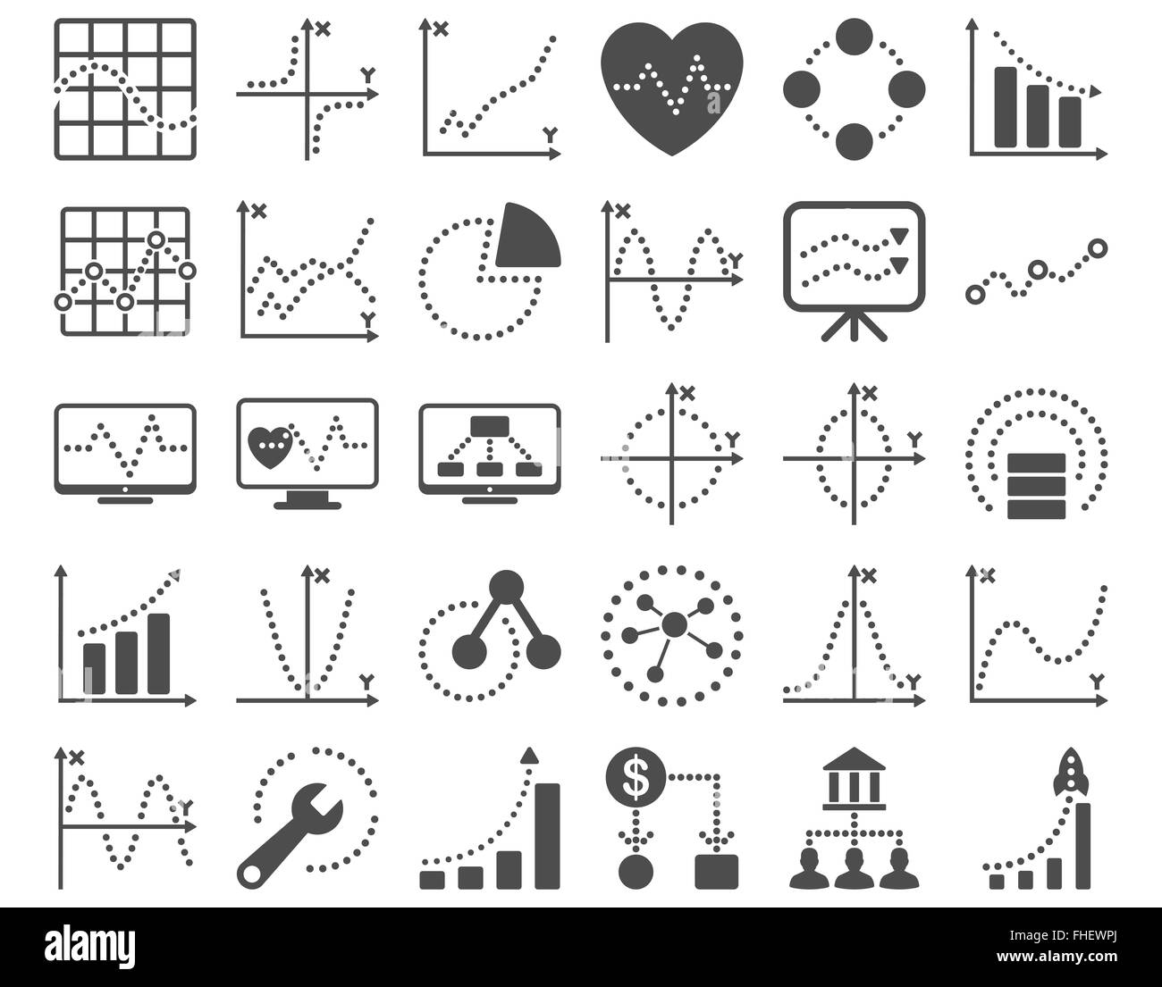 Dotted Charts Icons Stock Photo