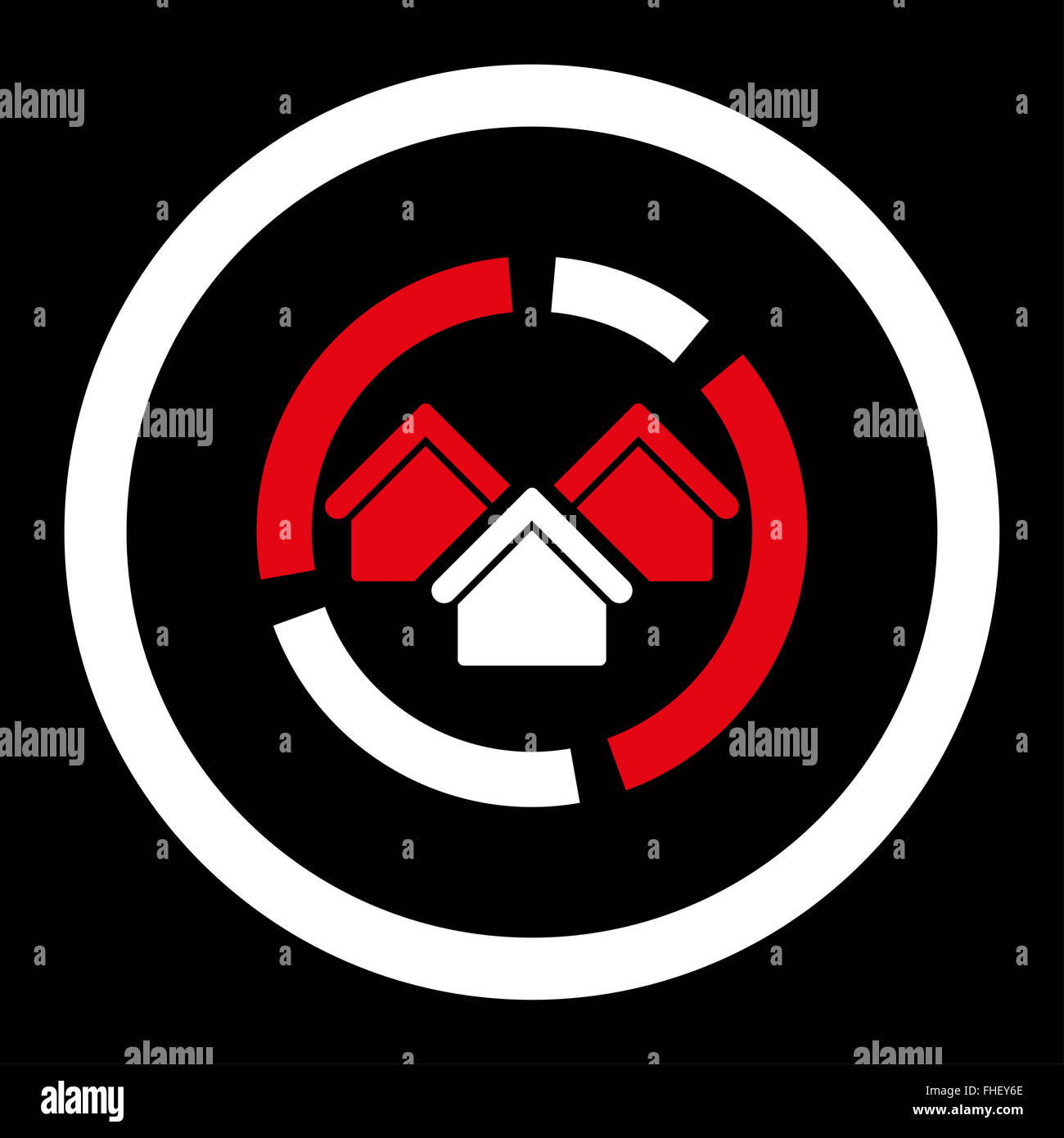Realty diagram flat red and white colors rounded vector icon Stock ...