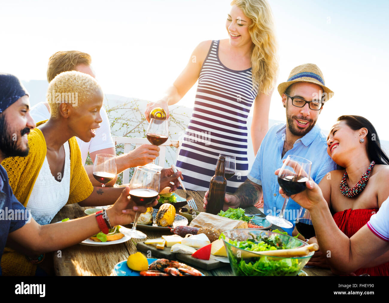 Diverse People Friends Hanging Out Drinking Concept Stock Photo - Alamy