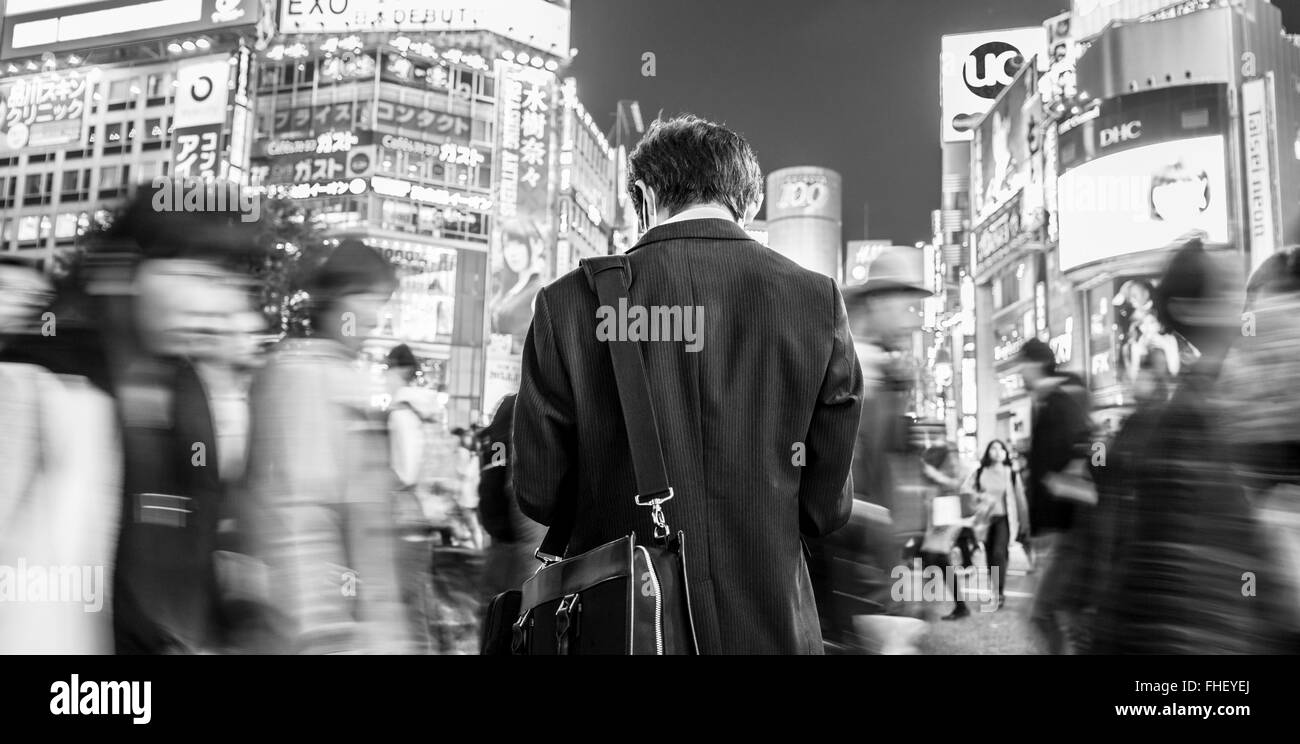 Japanese businessman in Shibuya, Tokyo, Japan. Stock Photo