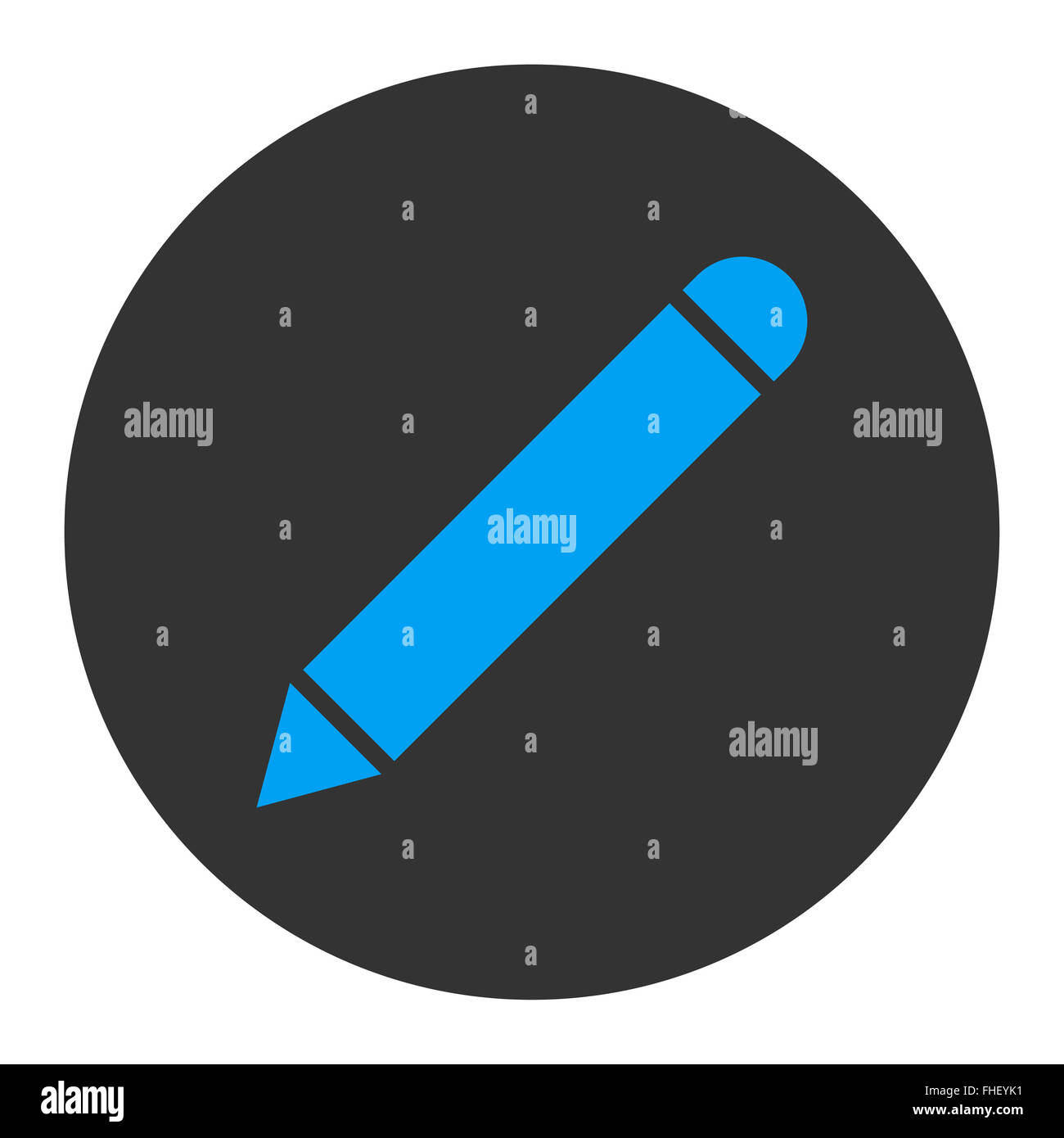 Pencil flat blue and gray colors round button Stock Photo - Alamy
