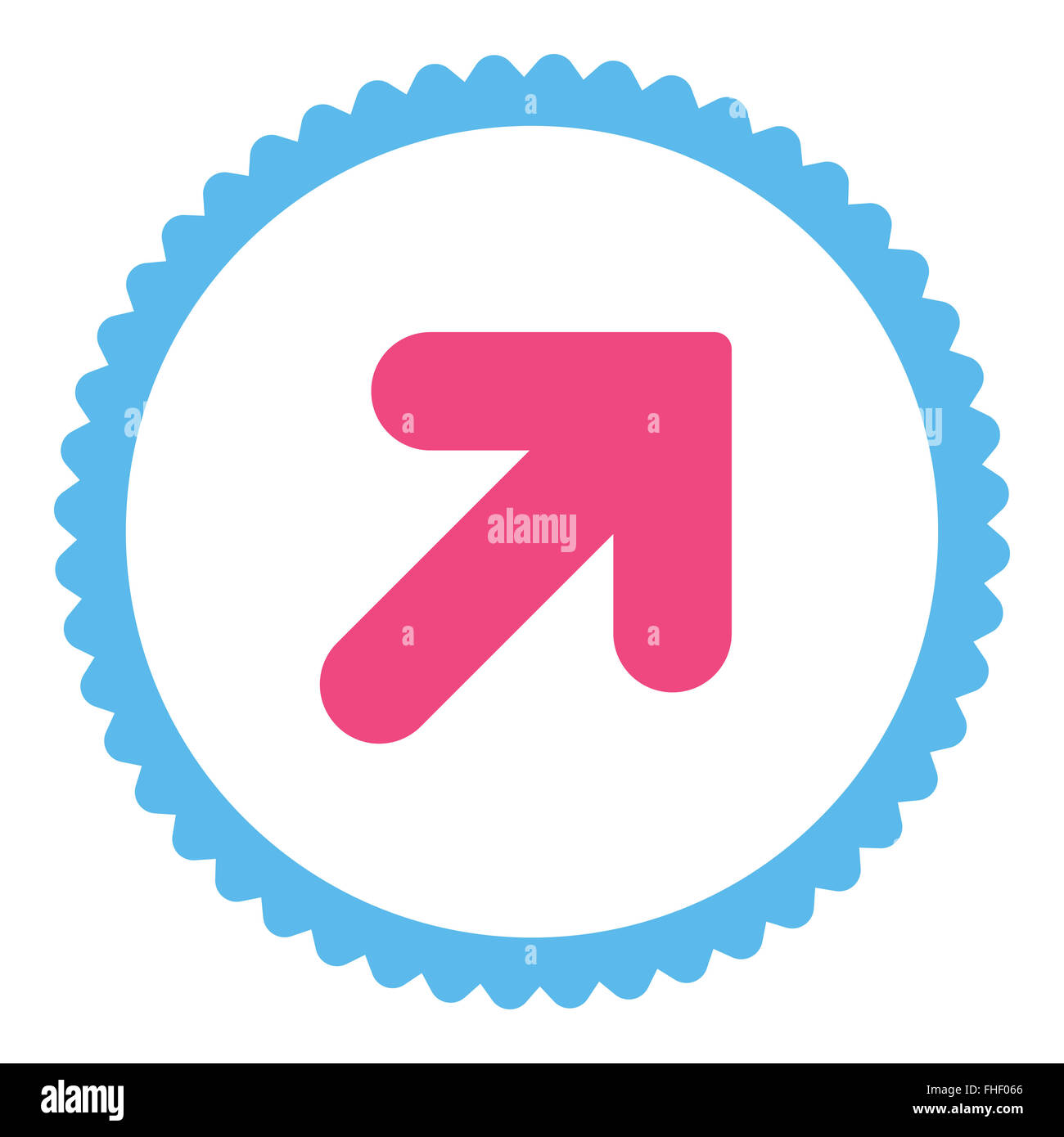 Arrow Up Right flat pink and blue colors round stamp icon Stock Photo ...
