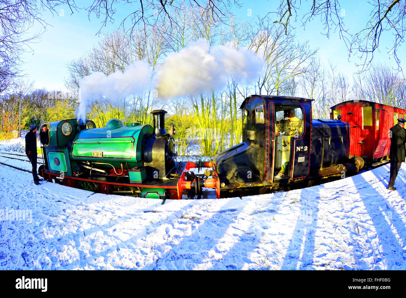 No2 steam and No2 diesel engines winter at Tanfield Railway Tyneside Stock Photo Alamy