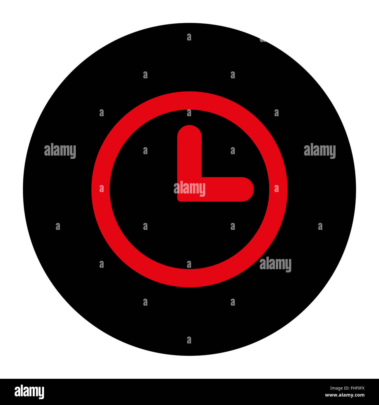 Clock flat intensive red and black colors round button Stock Photo - Alamy