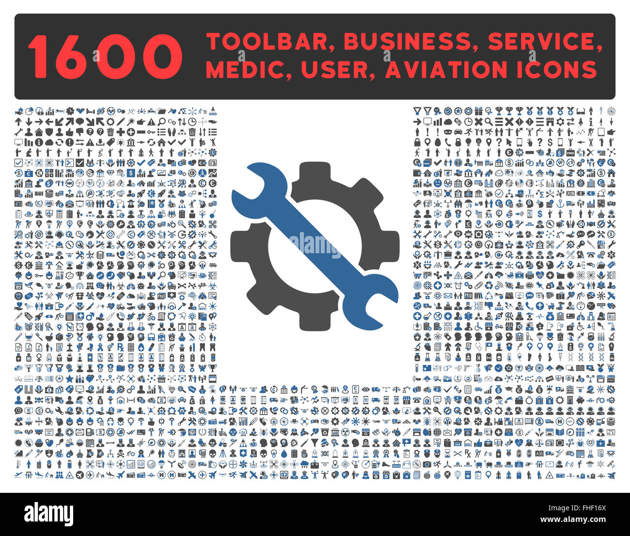 Service Icon with Large Pictogram Collection Stock Photo - Alamy